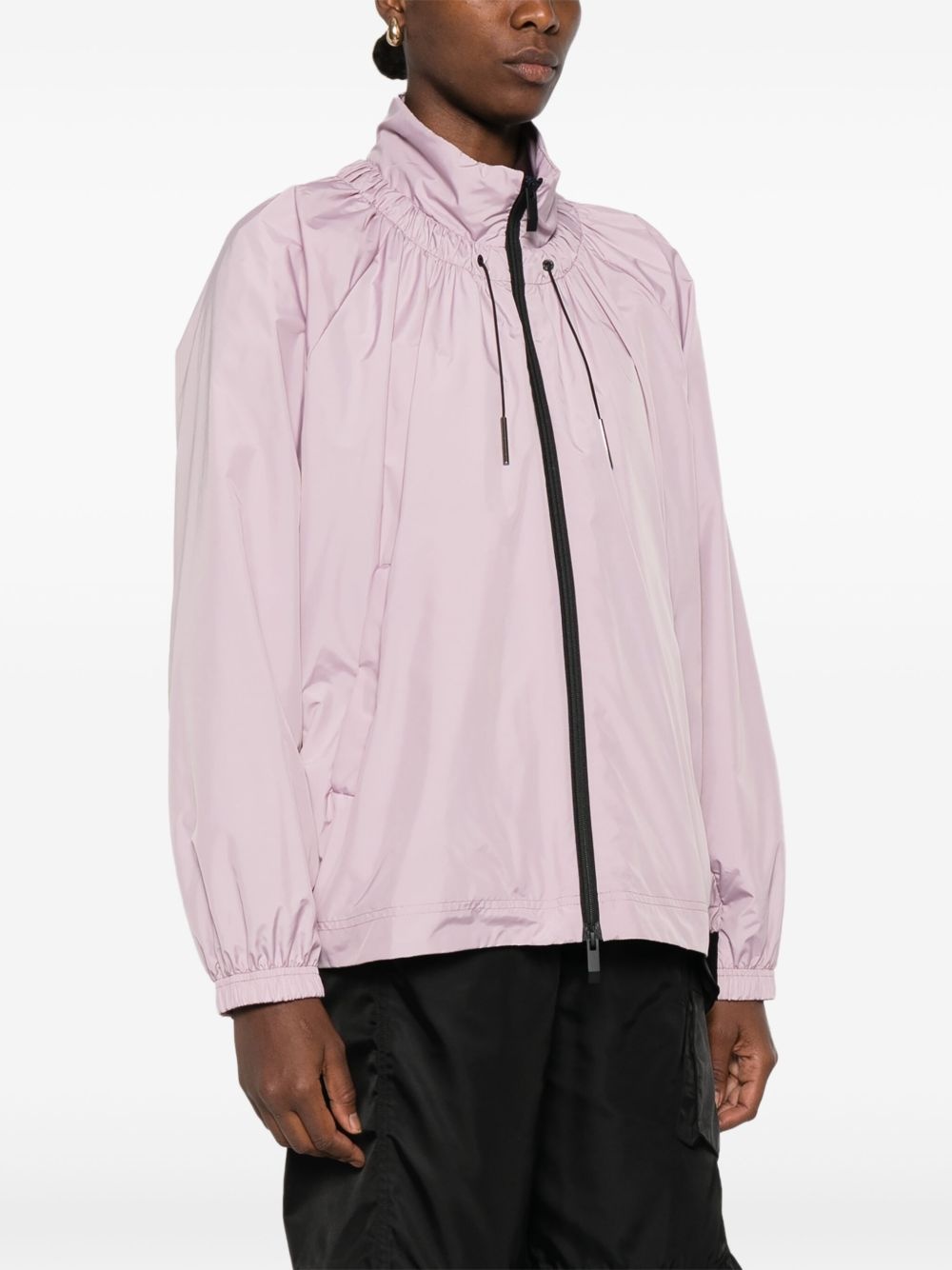 drawstring-neck puff-sleeve jacket - 3
