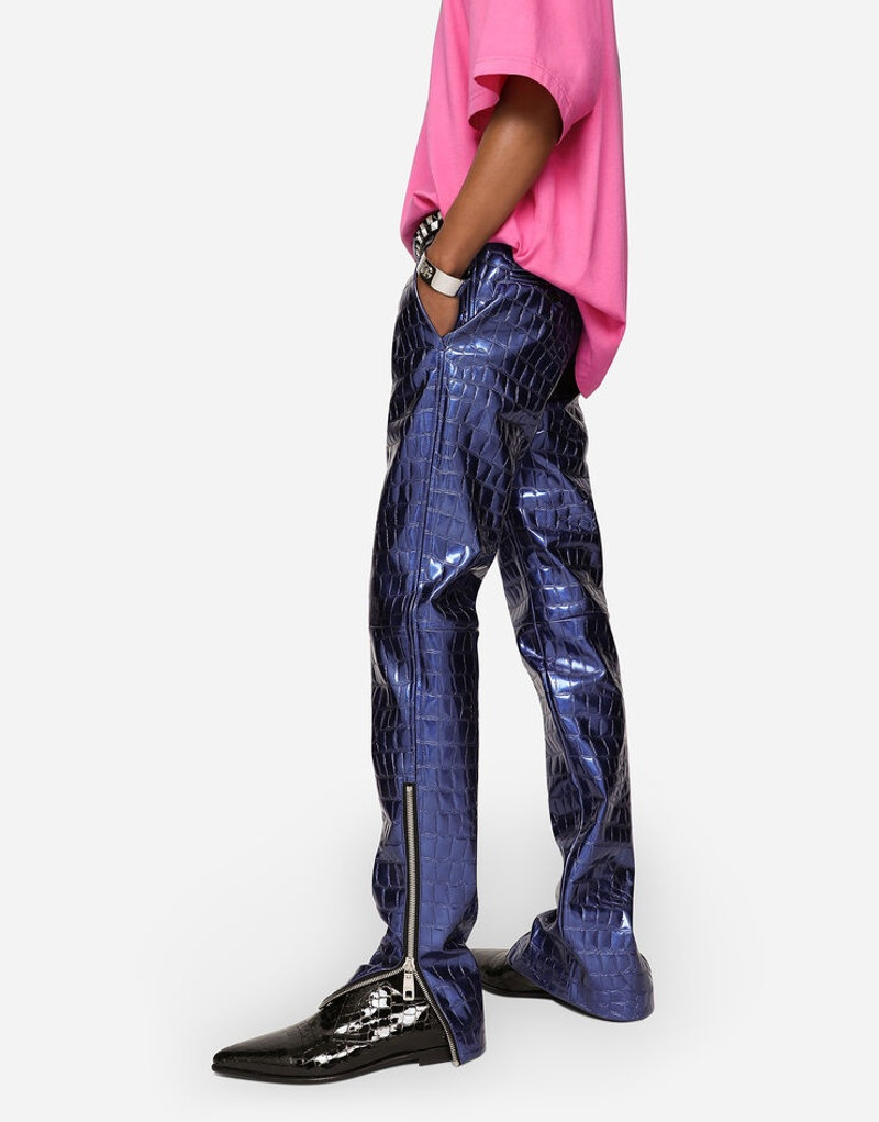 Alligator-print technical fabric pants 4