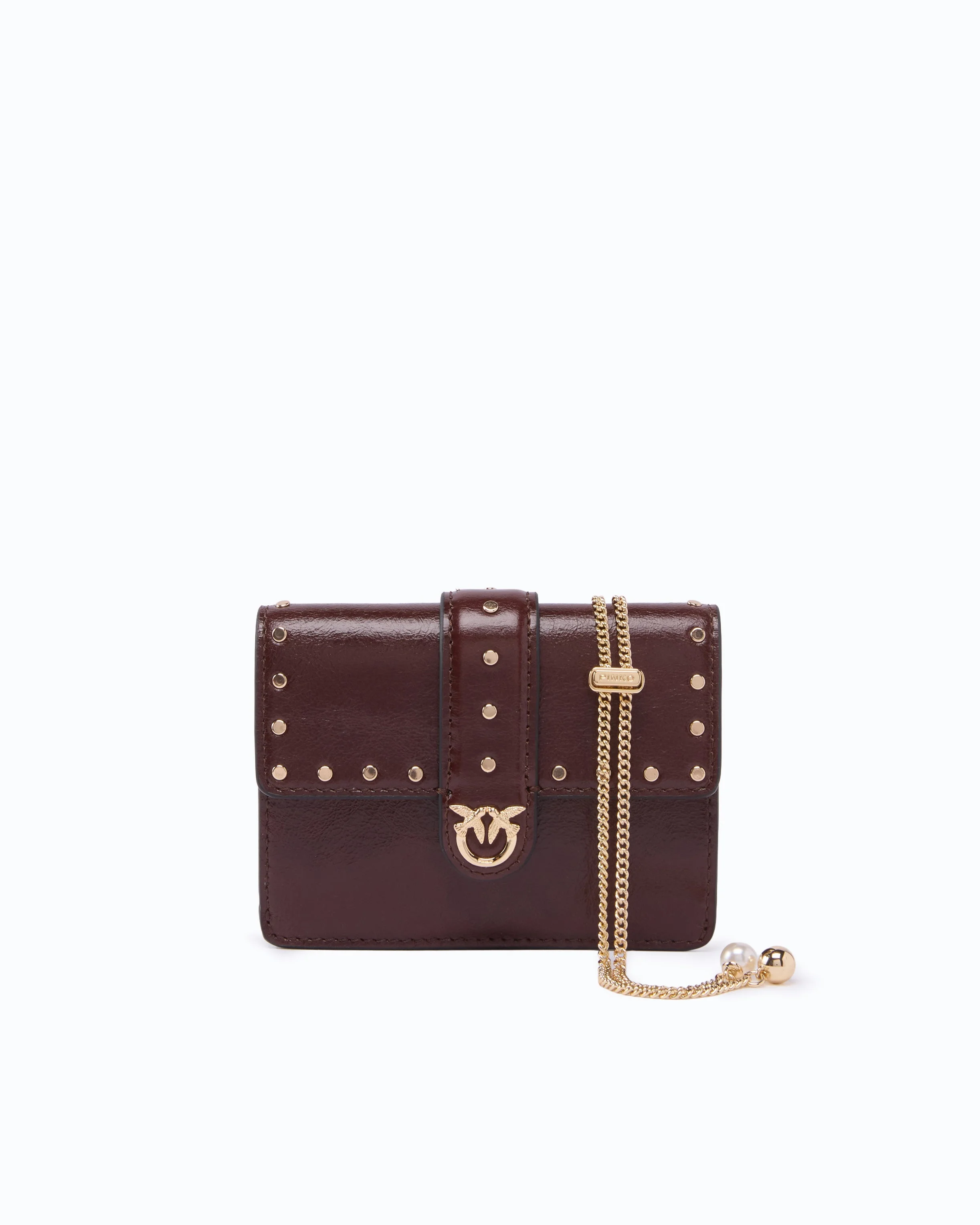 LOVE POCKET CARD HOLDER IN LEATHER WITH CHAIN SHOULDER STRAP - 1