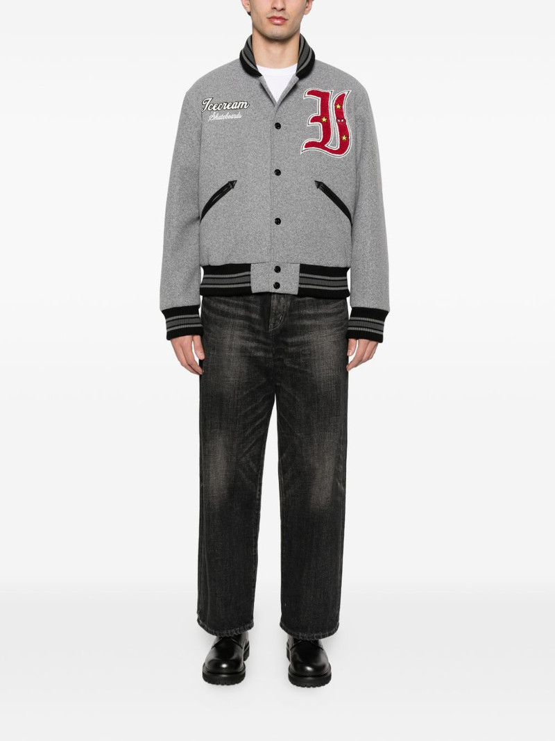 ICECREAM logo-appliqué button-up bomber jacket outlook