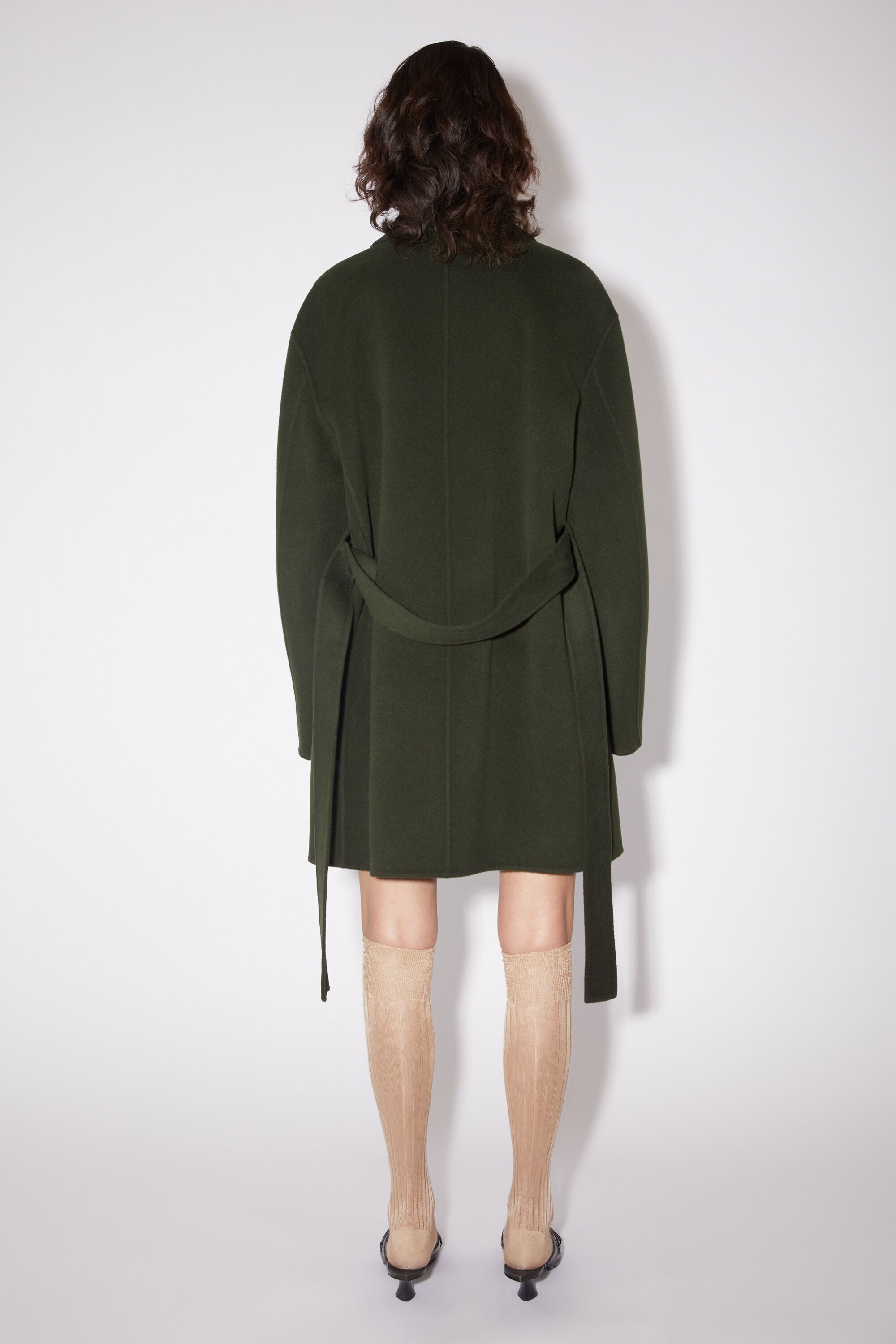 Double-breasted belted jacket - Forest green - 3
