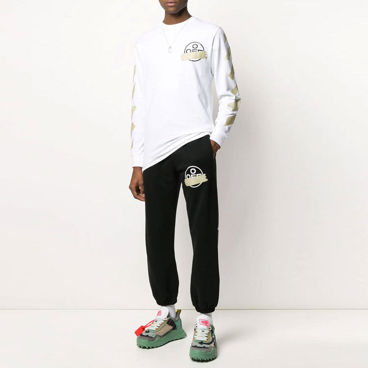 Off-White Black Gold Rubber Strap Stripe Sports Pants Black OMCH022R20E300021048 - 3