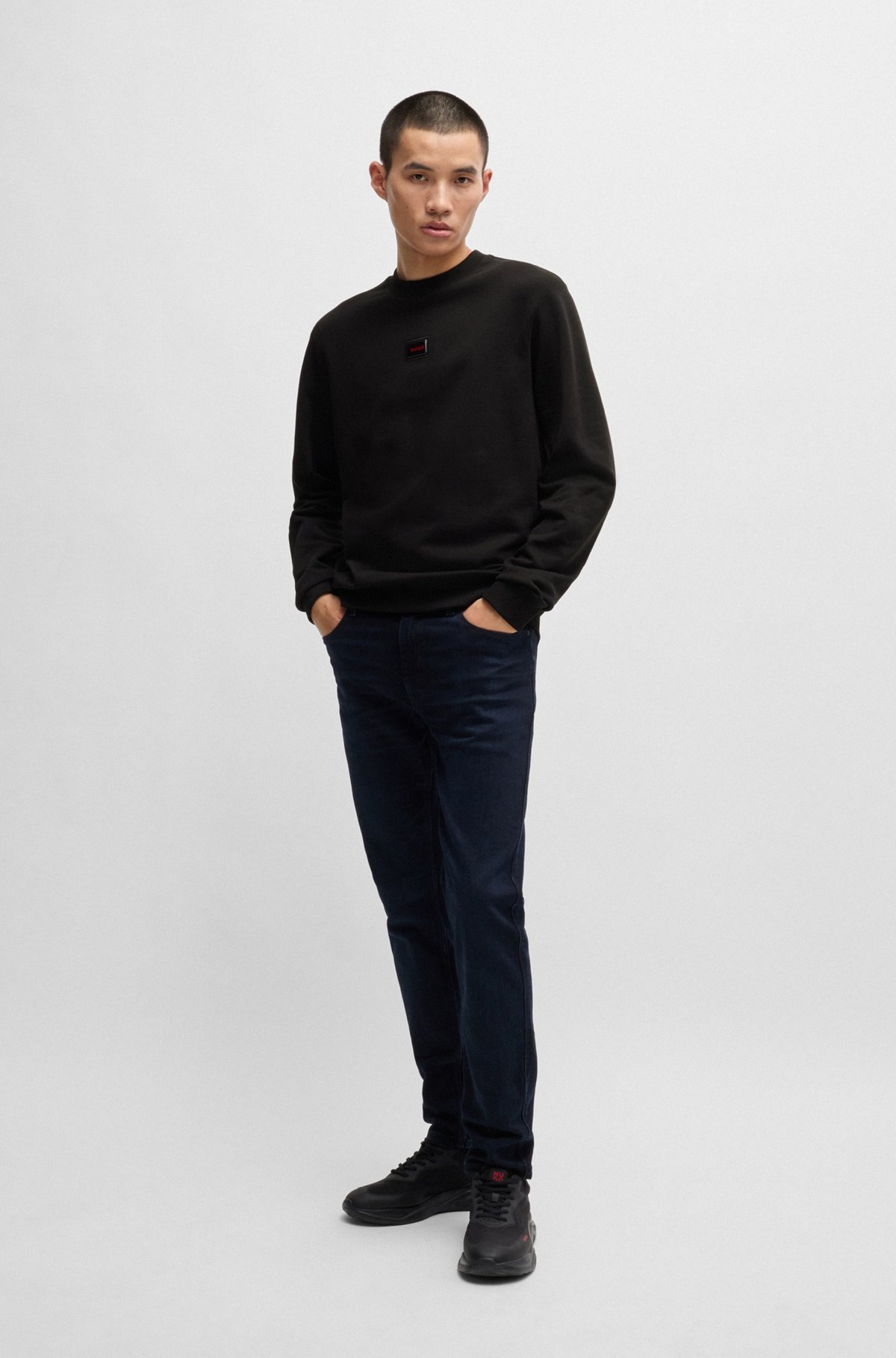 COTTON-TERRY REGULAR-FIT SWEATSHIRT WITH LOGO TRIM - 4
