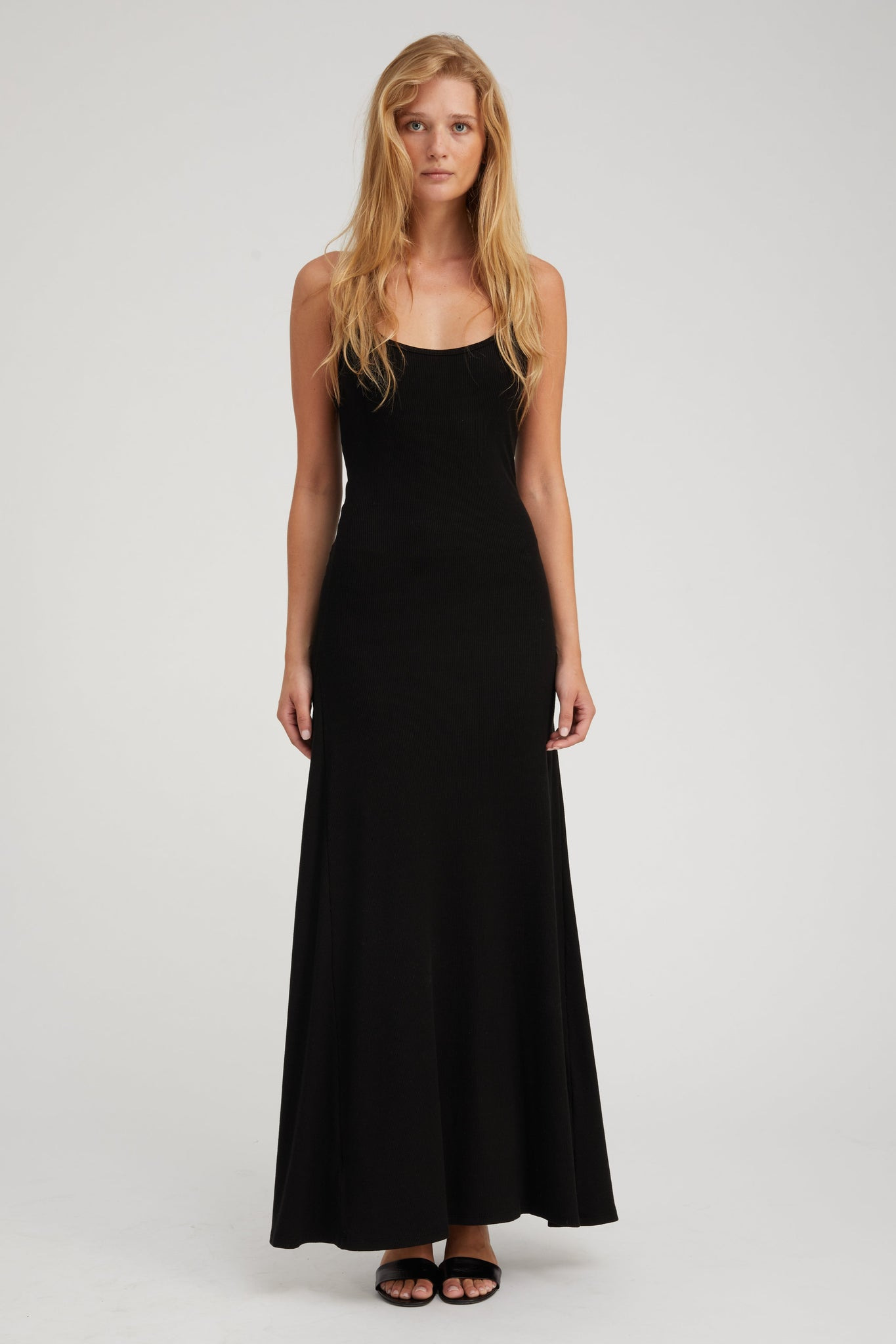 BLACK RIB MAXI TANK DRESS - 3