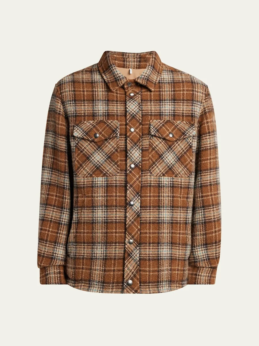 Men's Wool Check Snap-Front Shirt - 1
