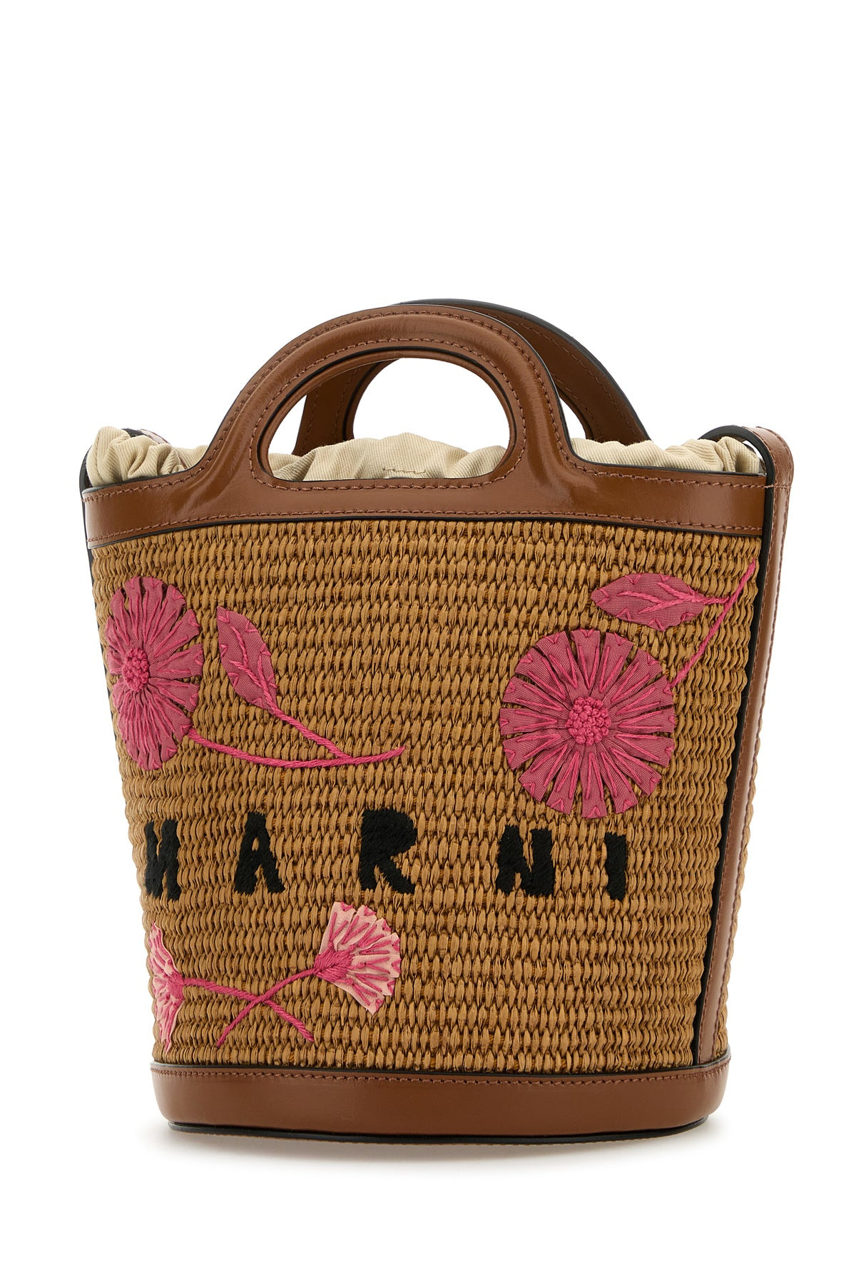 Brown raffia and leather Tropicalia bucket bag - 2