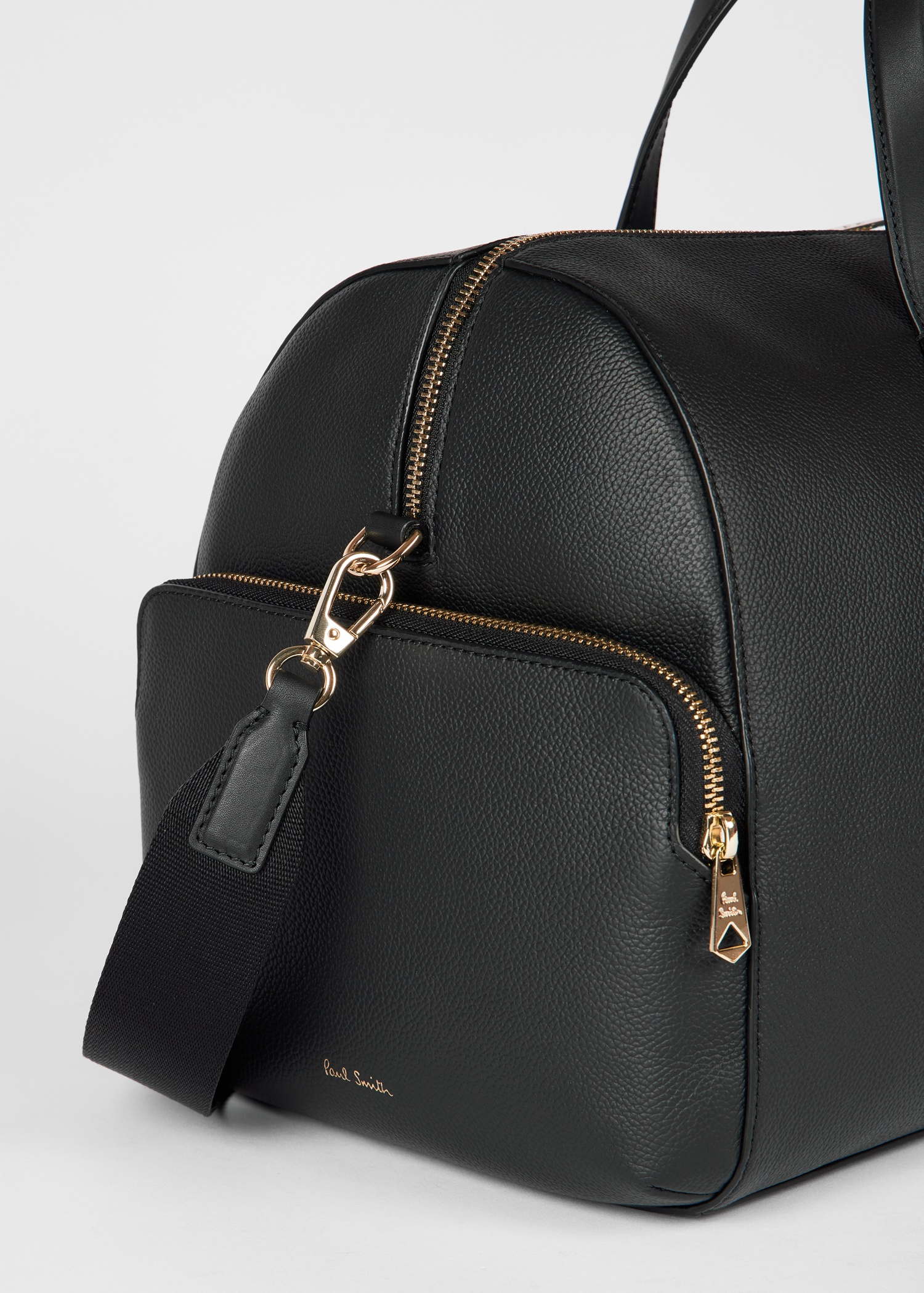 Black Leather 'Signature Stripe' Trim Day Holdall - 3
