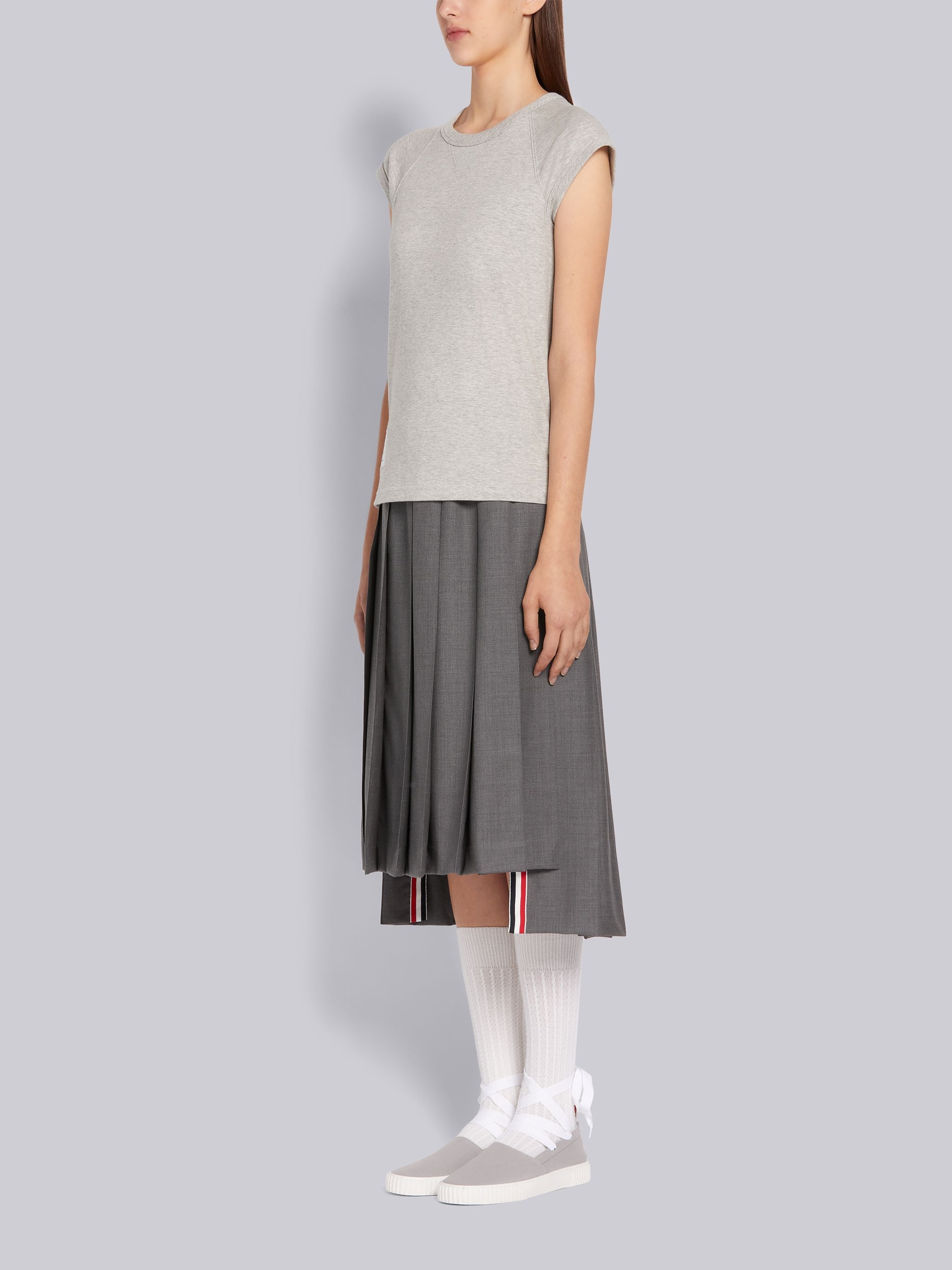 Medium Grey Cotton Casvas Removable Ankle Tie Espadrille - 6