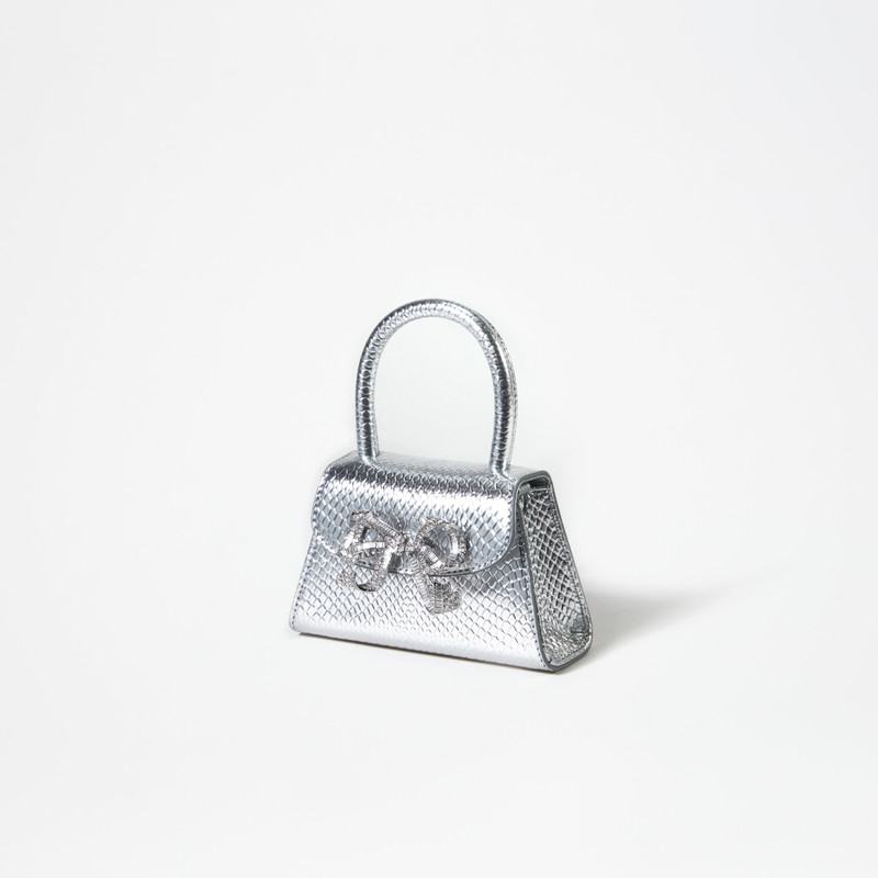 Silver Python Diamante Bow Micro Bag 3