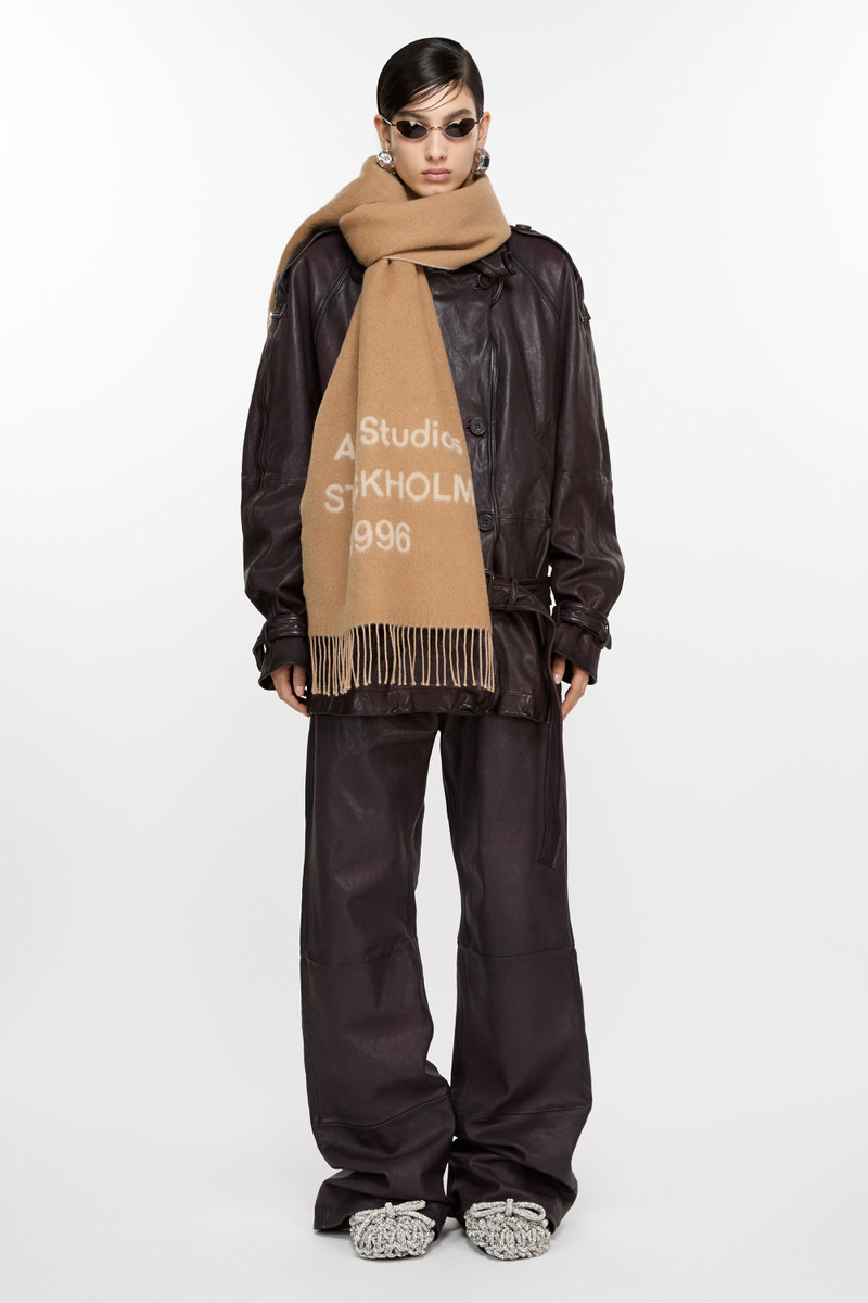 Acne Studios Logo jacquard scarf - Camel/ecru outlook
