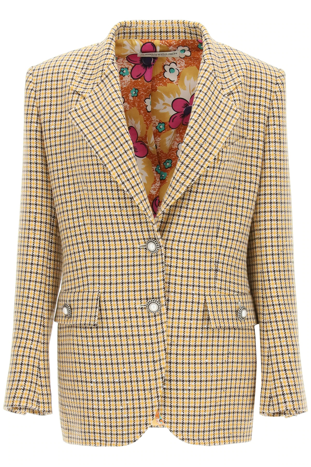 SEQUINED CHECK WOOL BLAZER - 1