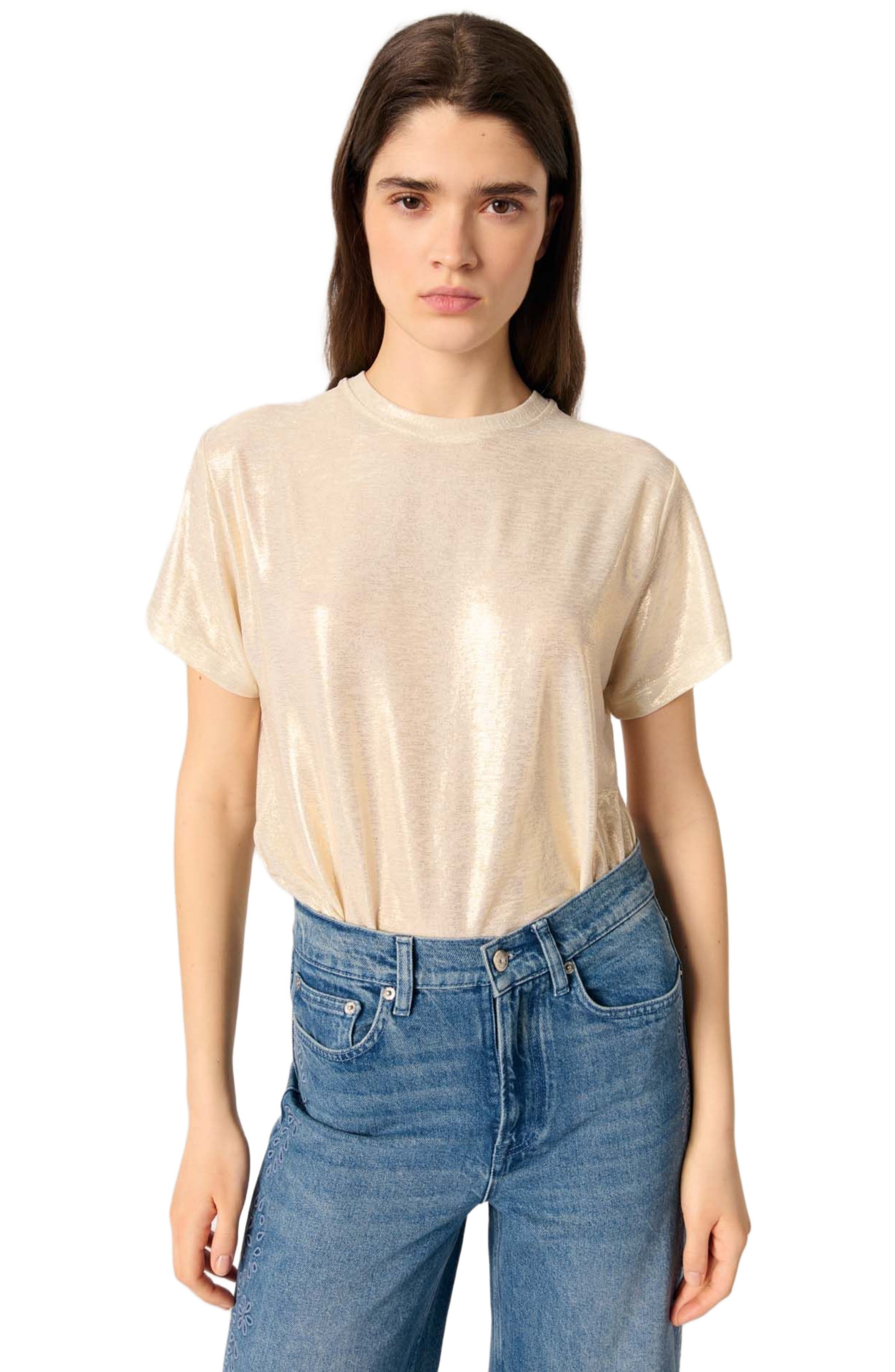 maje Metallic T-shirt in Gold at Nordstrom - 1