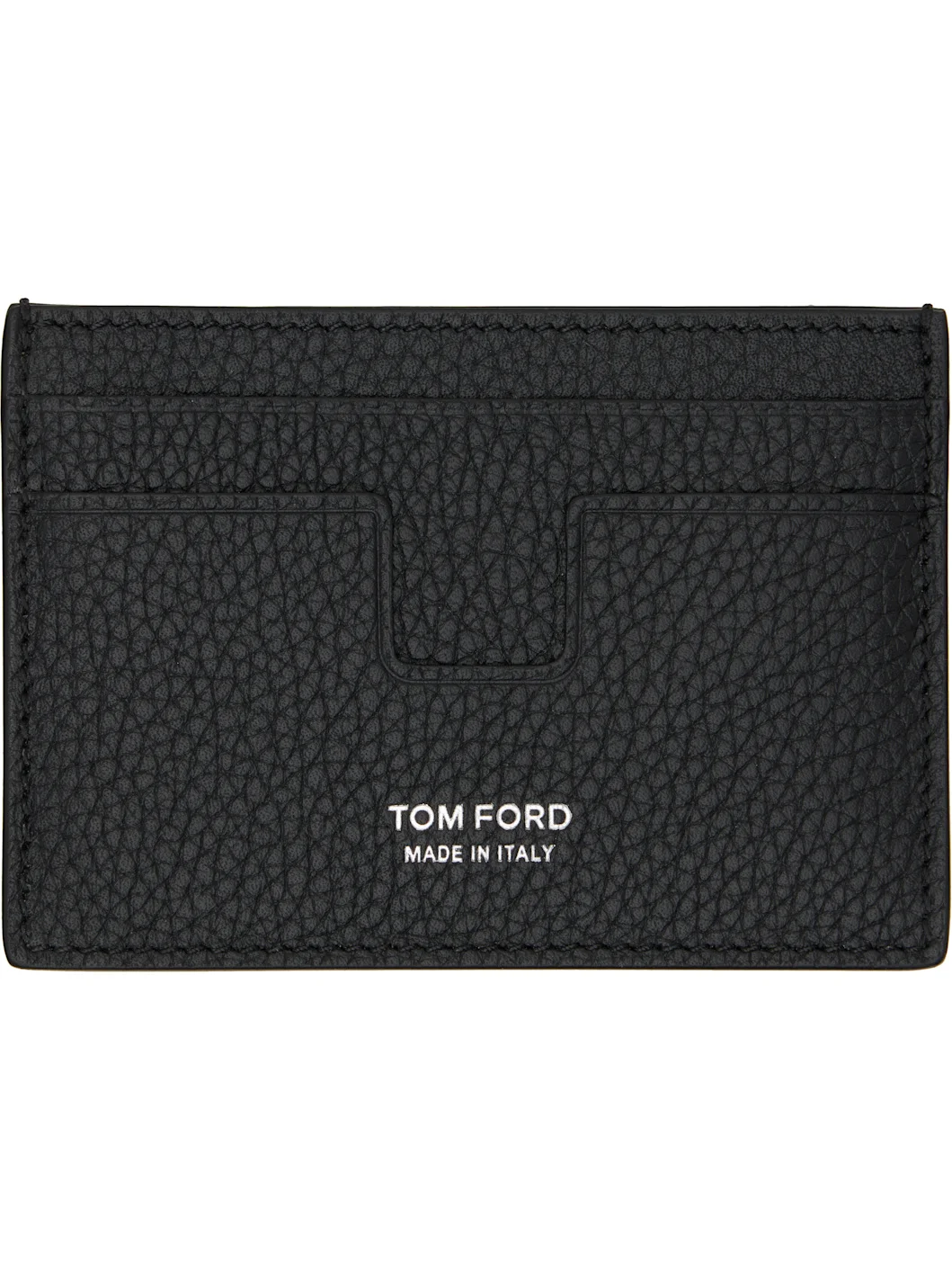 Black Soft Grain 'T Line' Money Clip Card Holder - 1