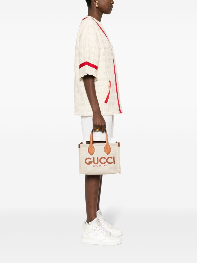 GUCCI logo-print canvas mini tote bag outlook