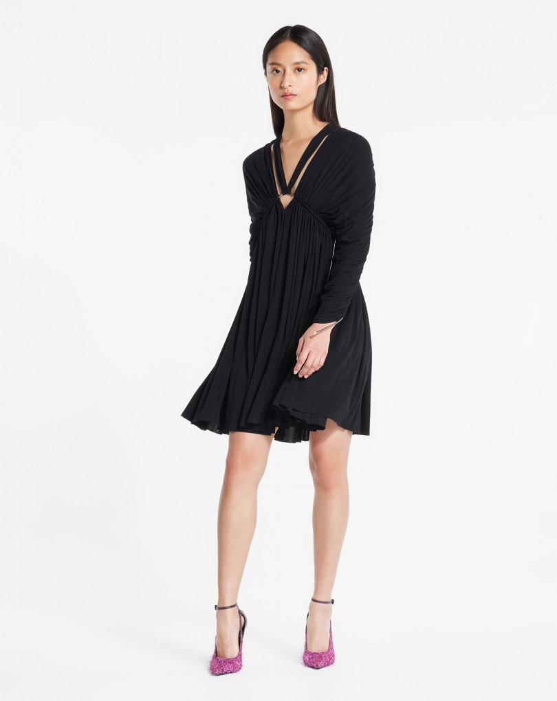 LONG SLEEVE HALTER MINI DRESS - 2