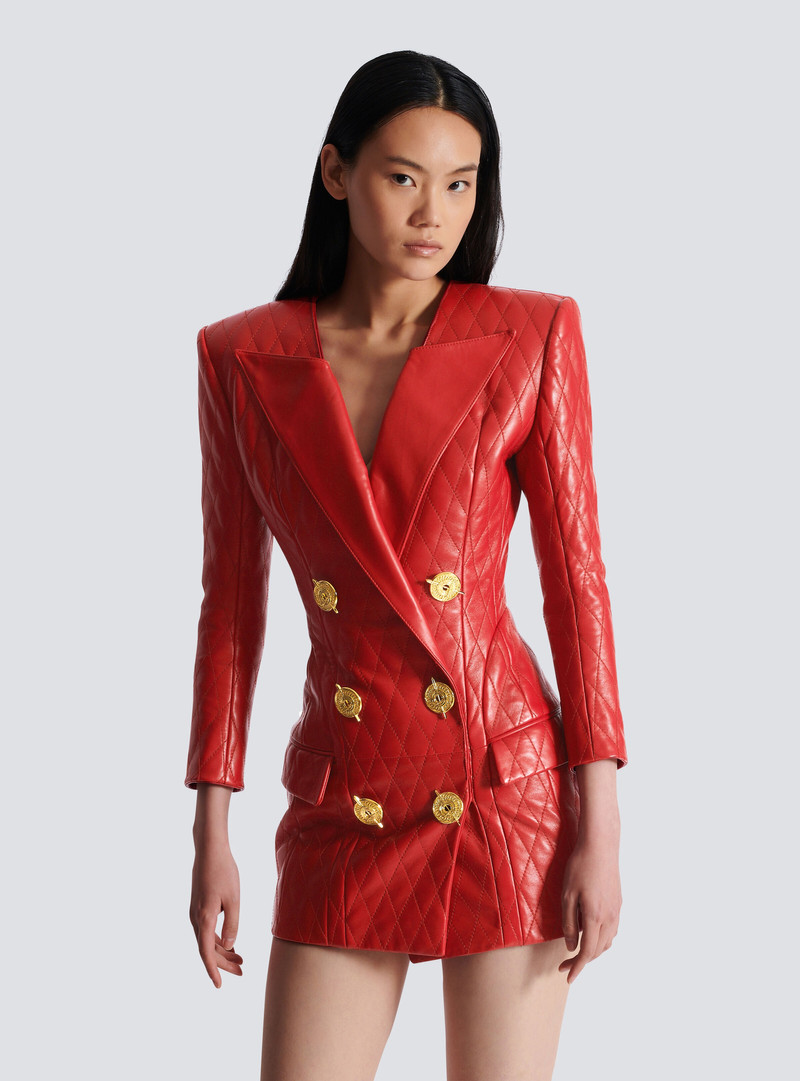 Short quilted leather dress 6
