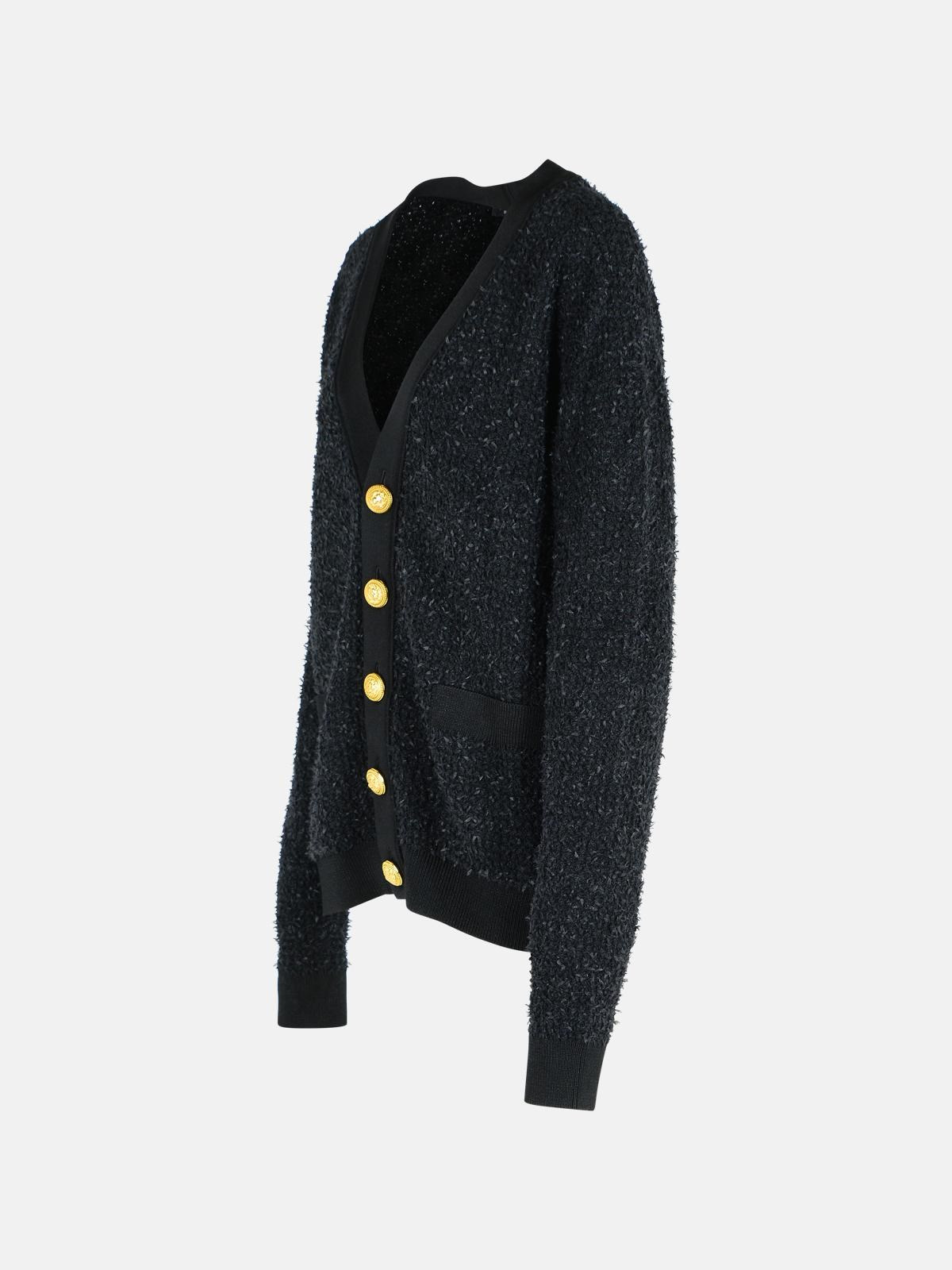 BLACK COTTON BLEND CARDIGAN - 2