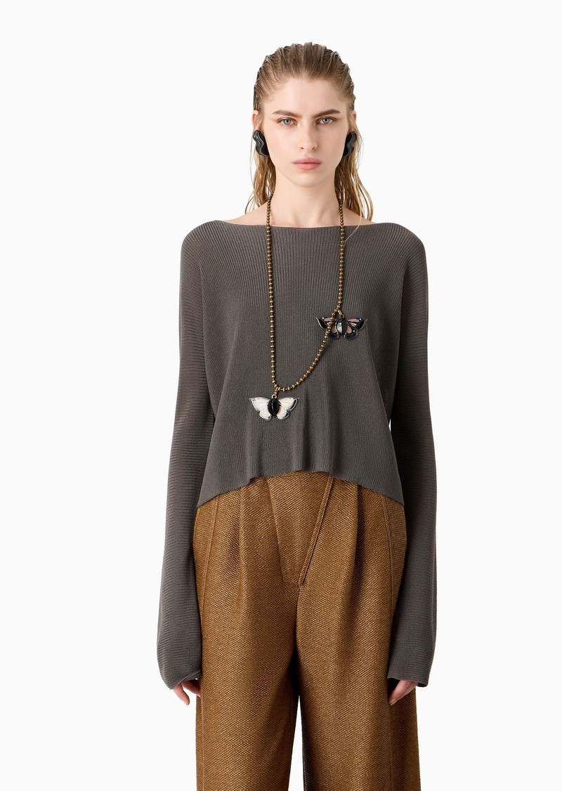 Viscose blend boat-neck jumper 2