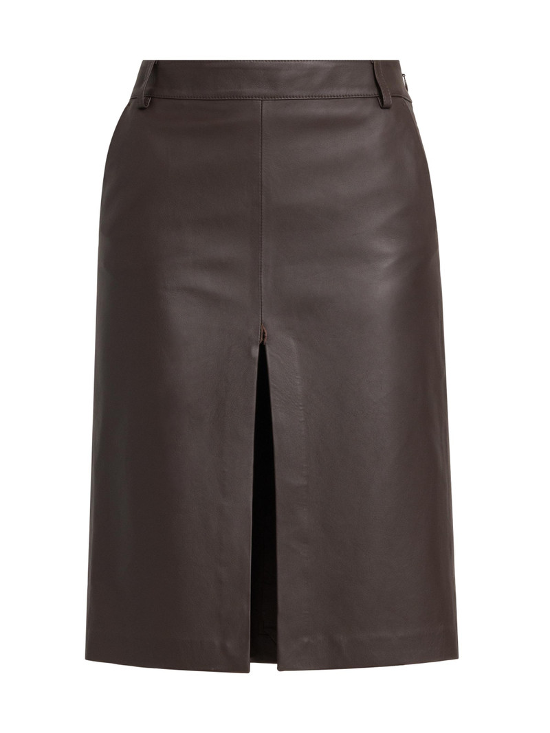 Women's Daria Leather Midi-Skirt - Chocolate 1
