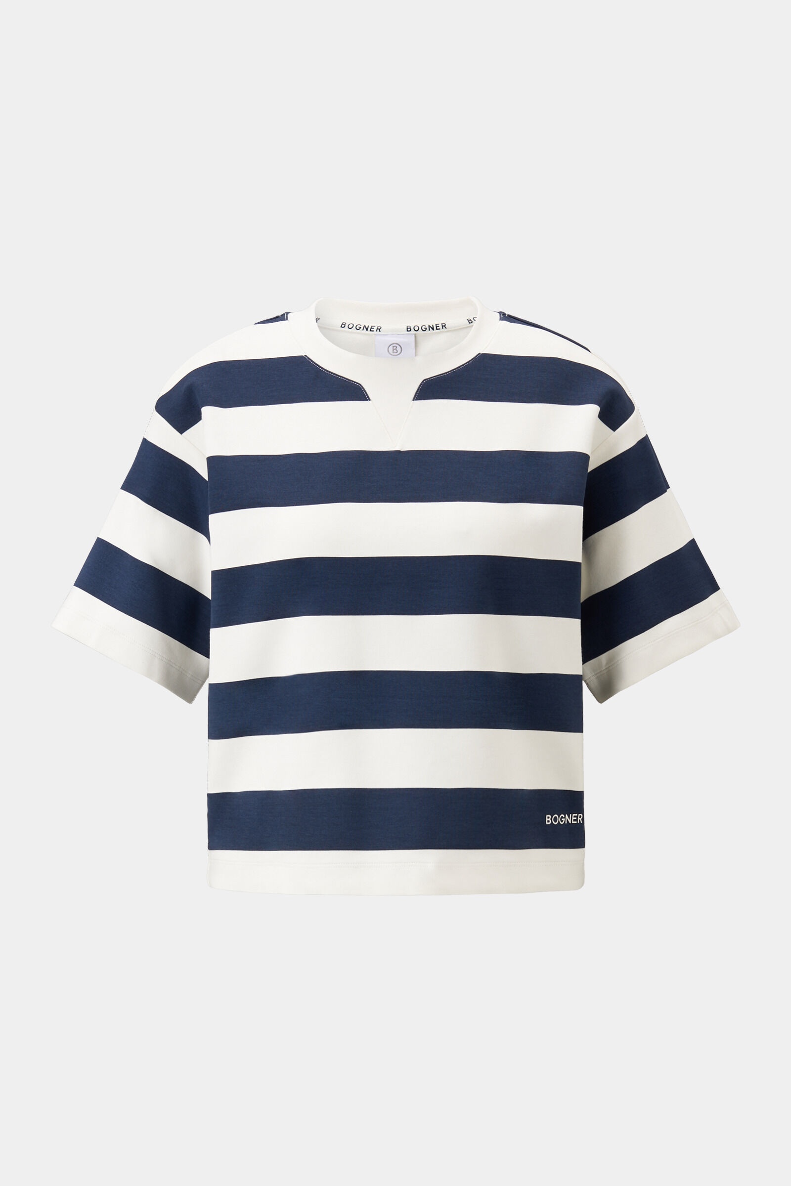 Stacey short-sleeved sweater in Navy blue/off-white - 1