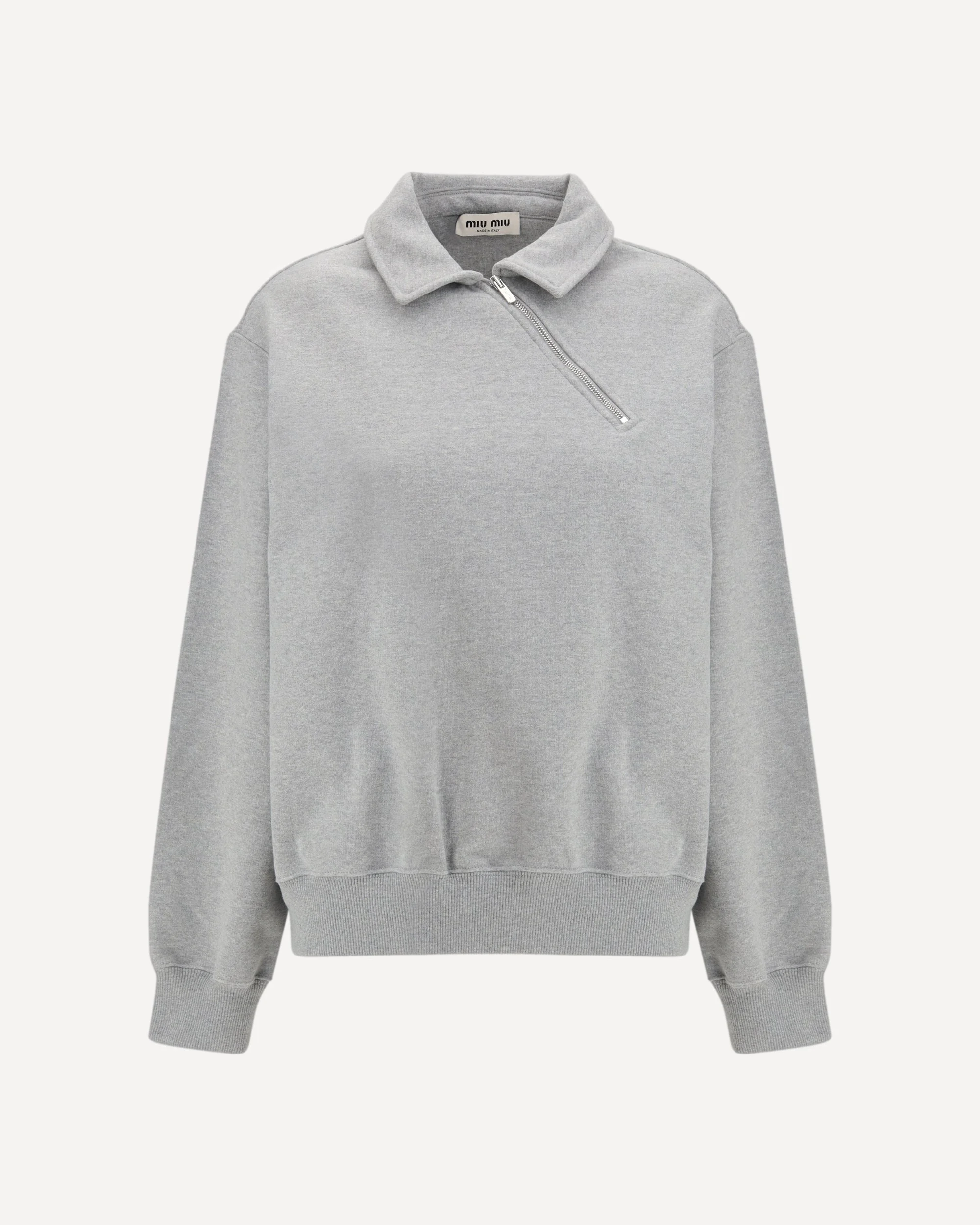 Sweatshirt with oblique zip closure - 1