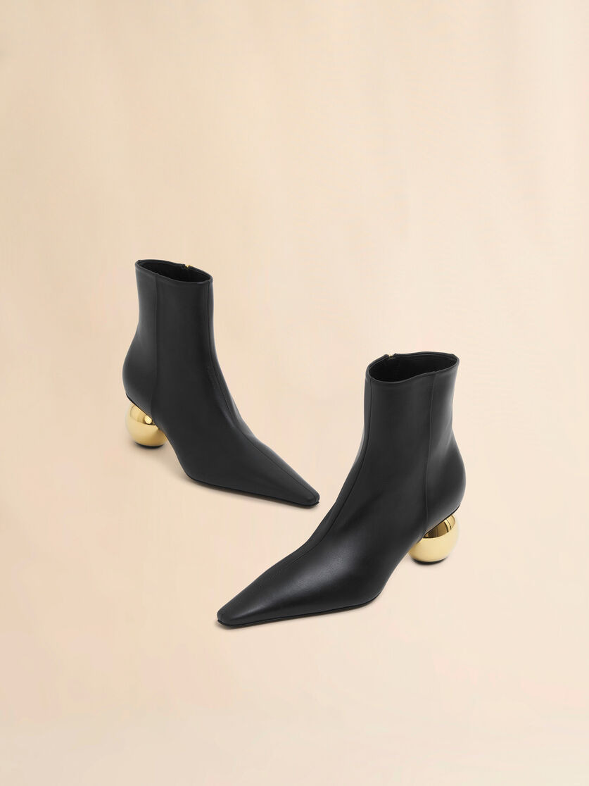BLACK LEATHER ANKLE BOOT - 4