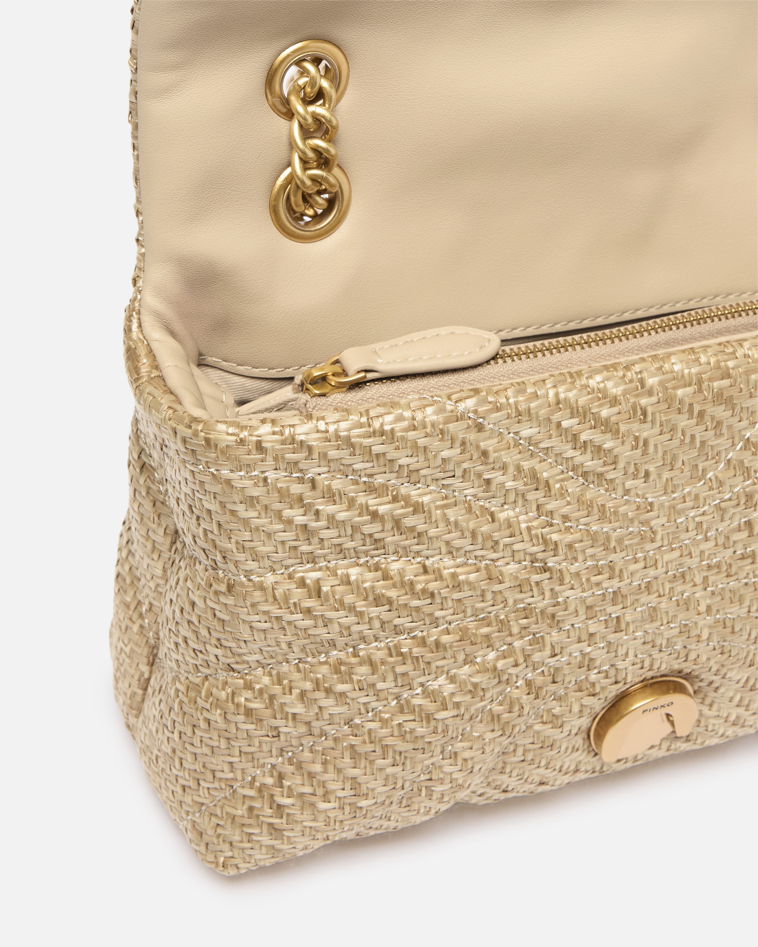 LOVE BAG PUFF MINI RAFFIA SHOULDER BAG WITH CHAIN - 4