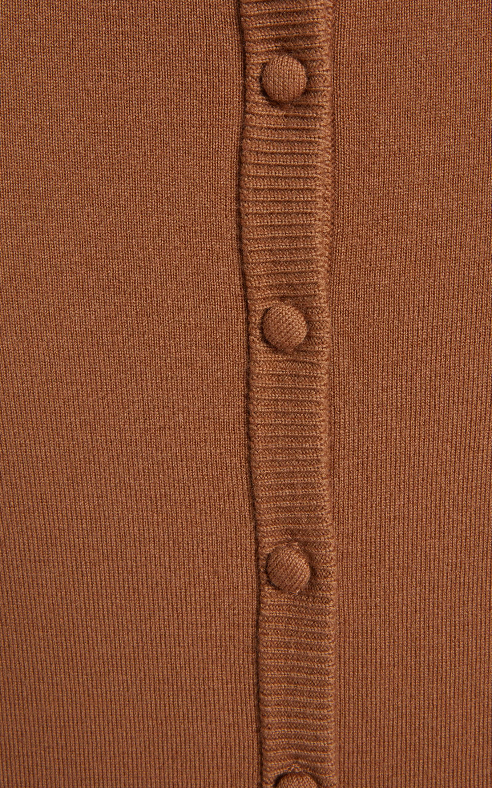 Button Front Merino Wool Blend Midi Skirt tan - 3