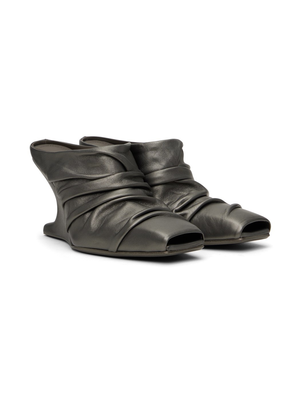 Gunmetal Cantilever And Twisted Mules - 4