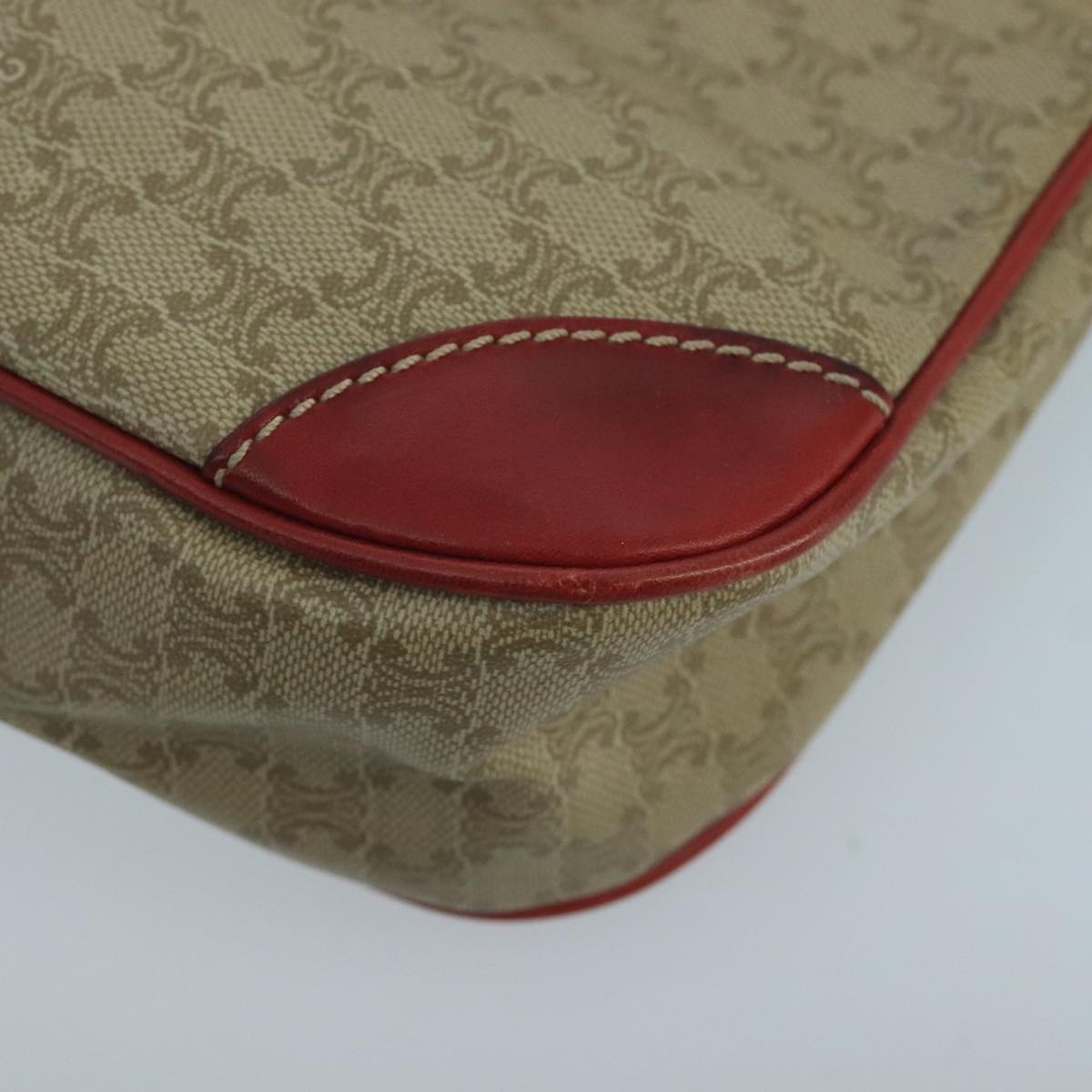 CELINE Macadam Canvas Hand Bag Pvc Leather Beige Red - 15