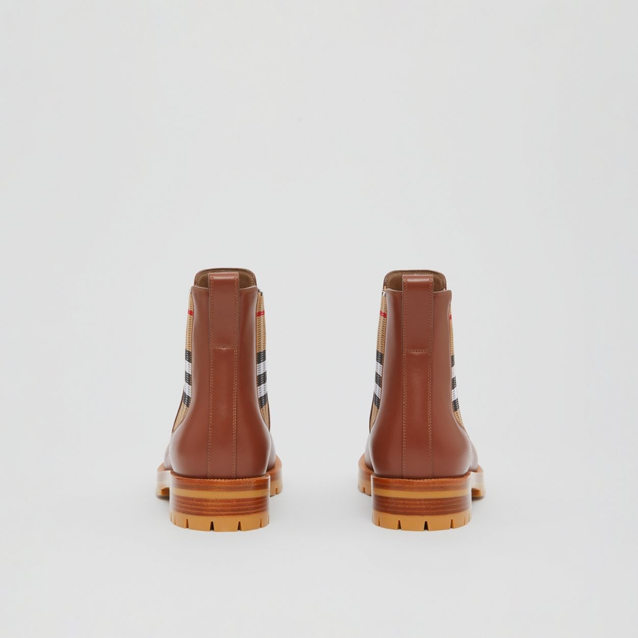 Vintage Check Detail Leather Chelsea Boots - 5