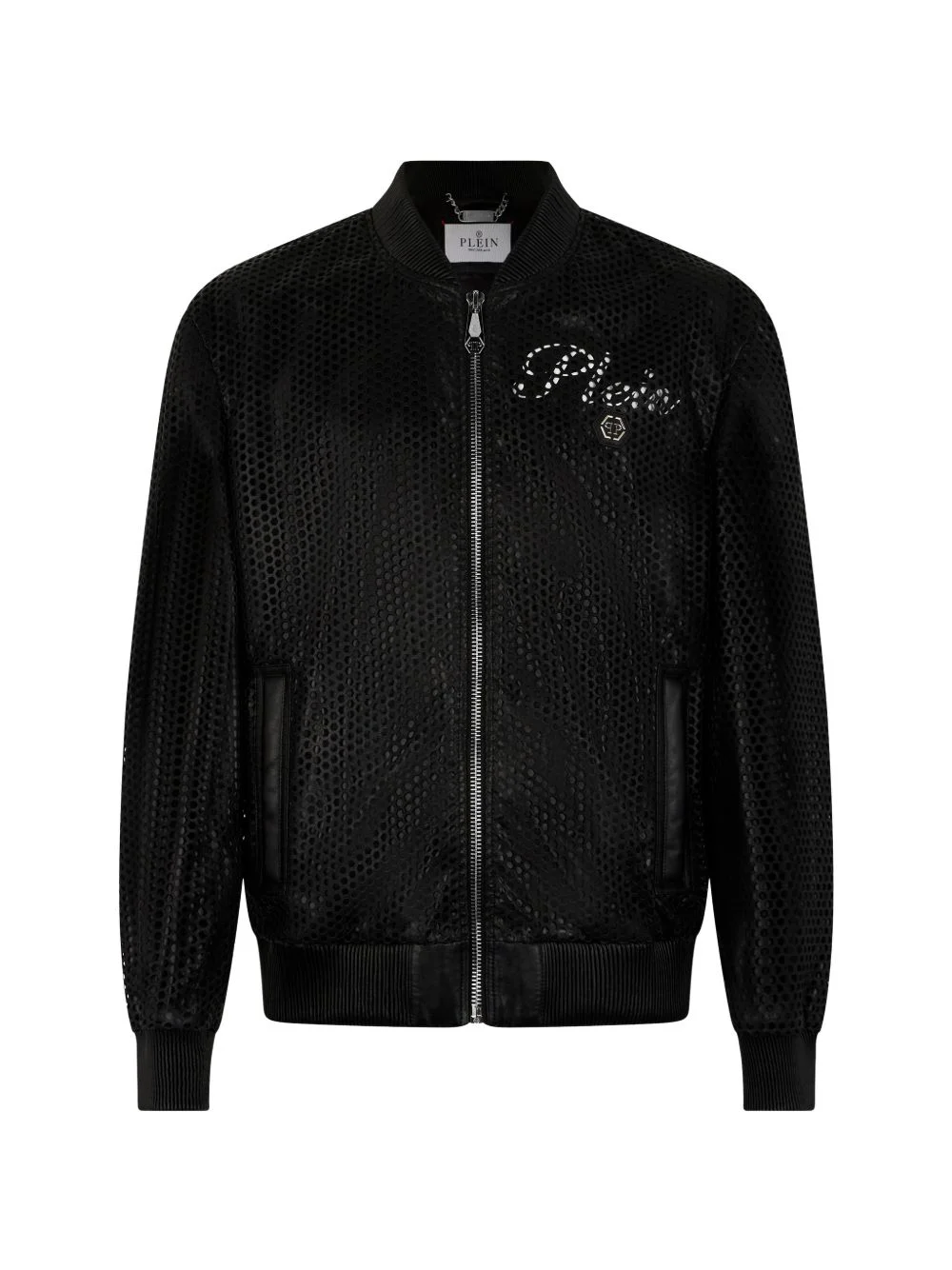 perforated leather bomber - 1