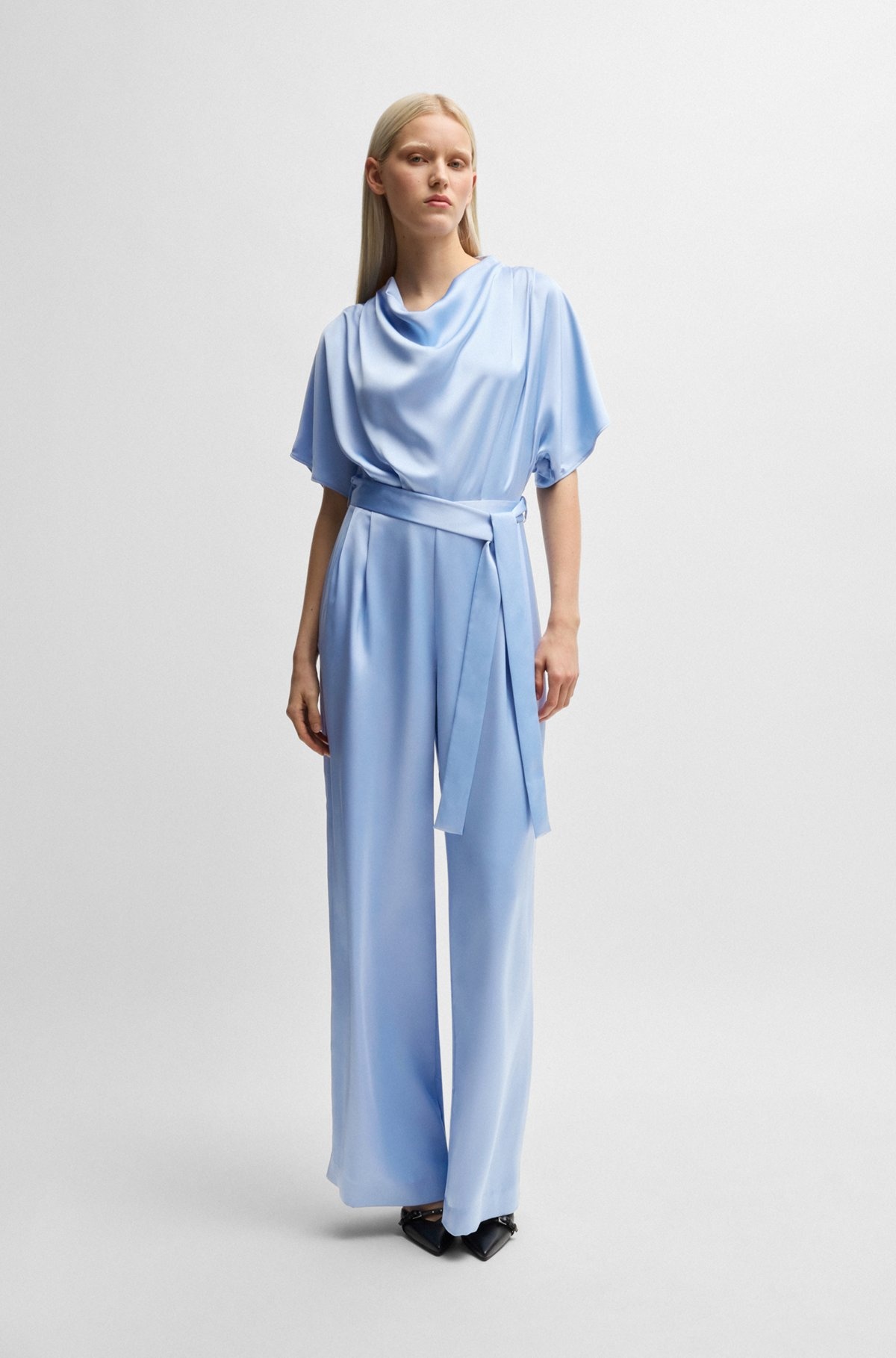 COWL-NECK REGULAR-FIT JUMPSUIT IN FLUENT SATIN - 3