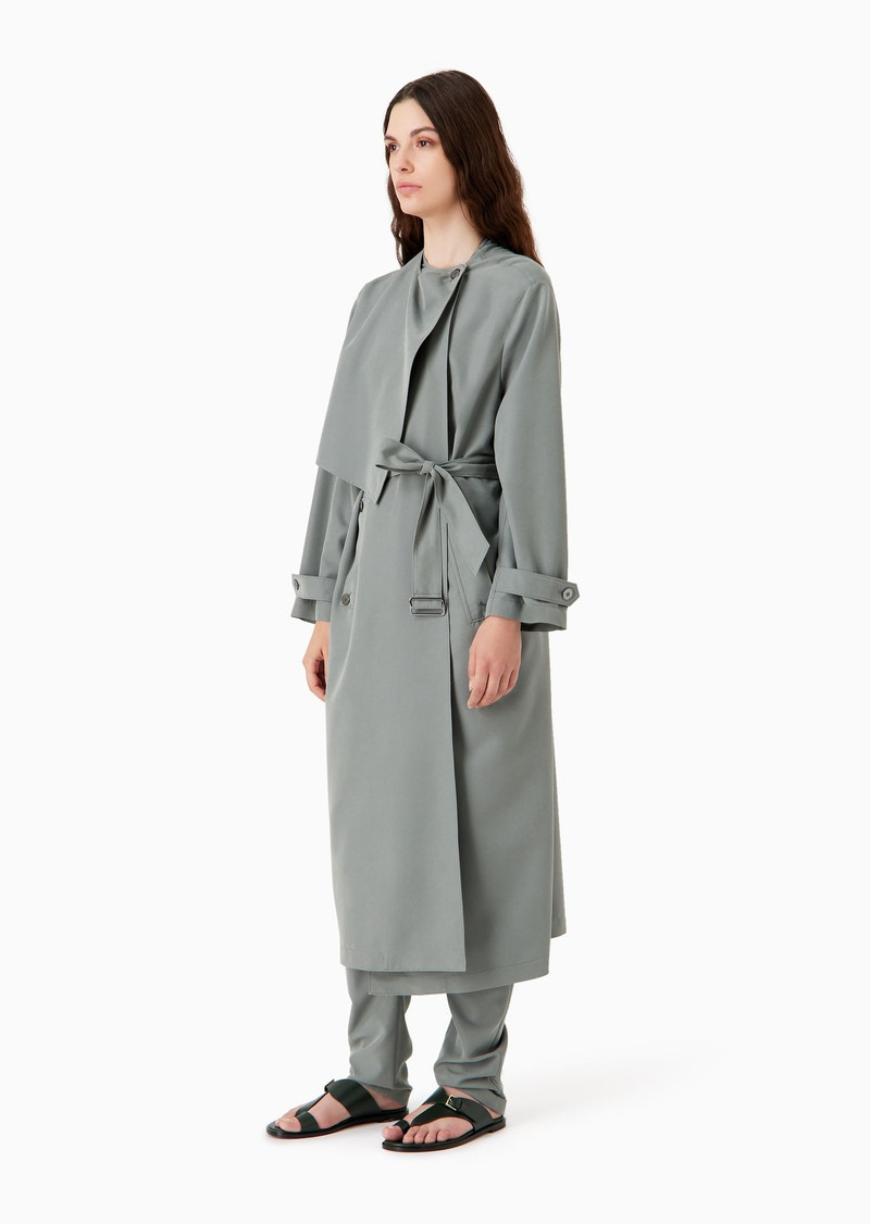 Belted cupro trench coat with wrap closure 2