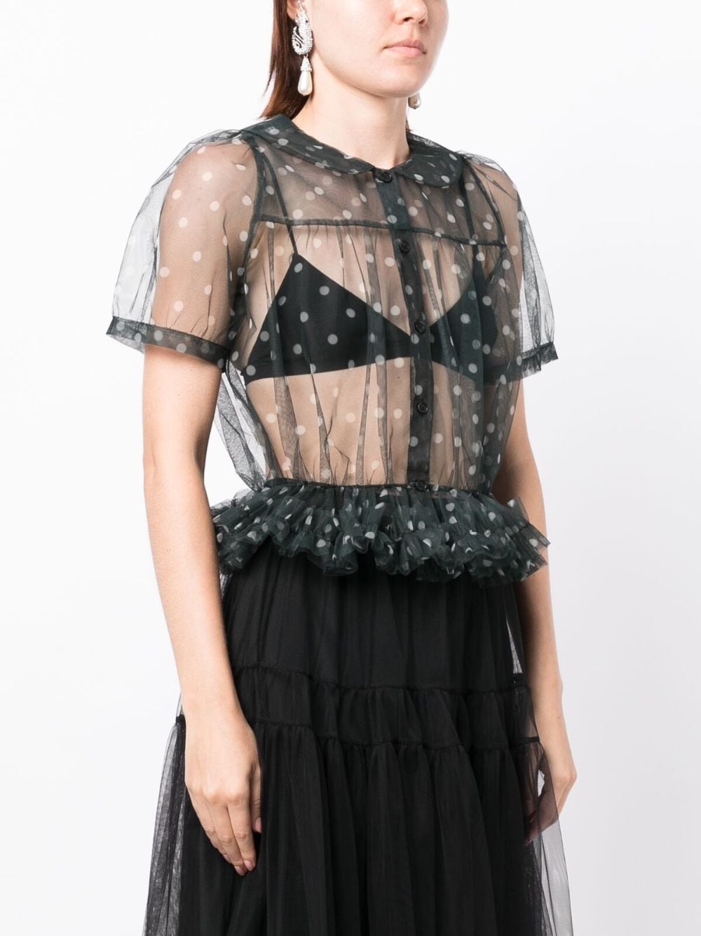 ruffled polka-dot tulle shirt - 3