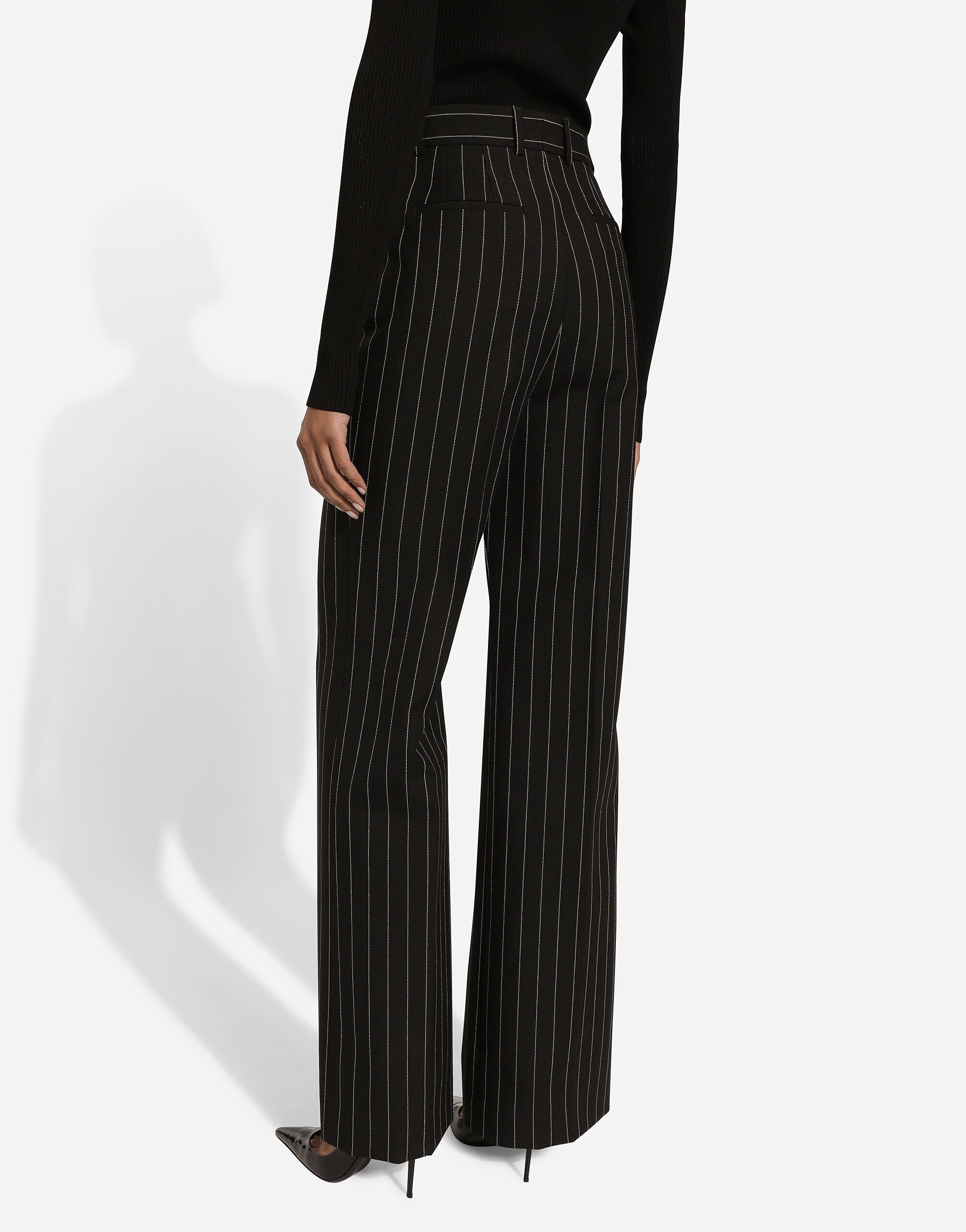 Flared pinstripe wool pants - 5