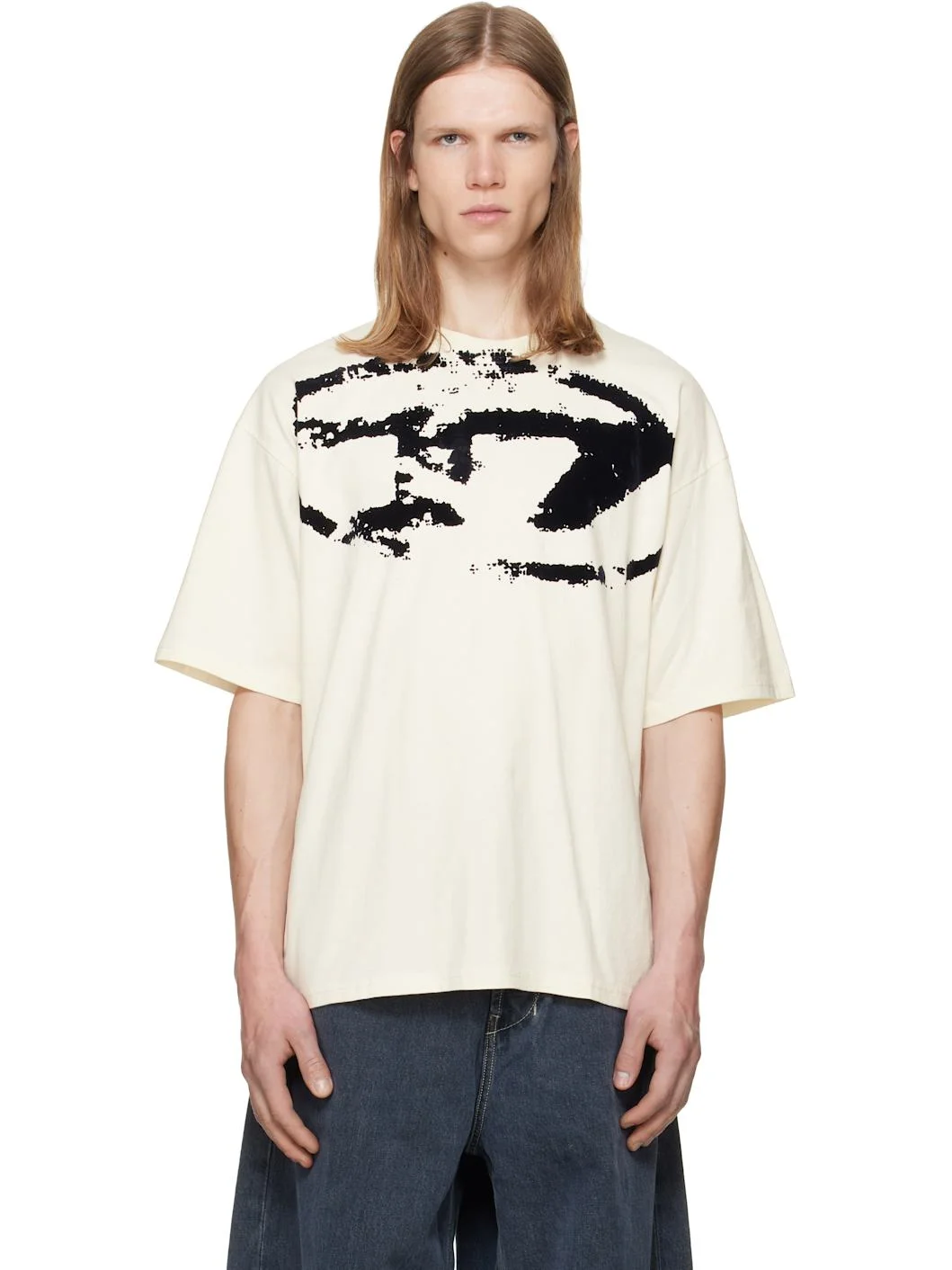 Off-White Distressed Flocked Logo T-shirt - 1