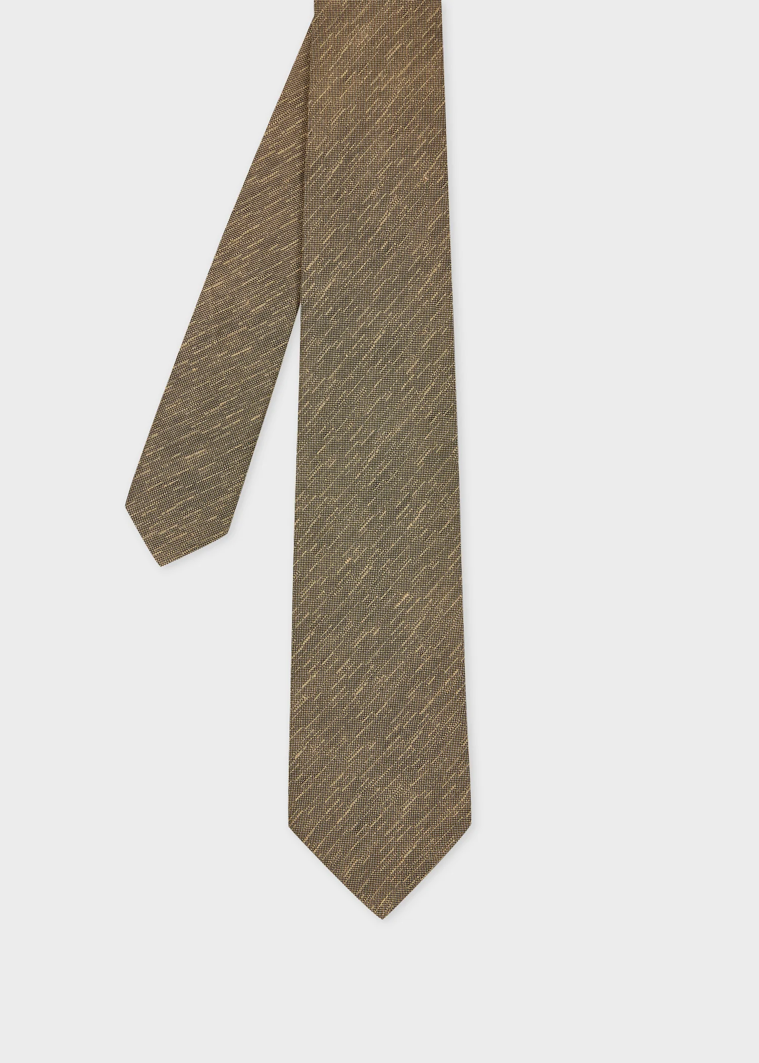 Brown Linen-Silk Blend Textured Tie - 1