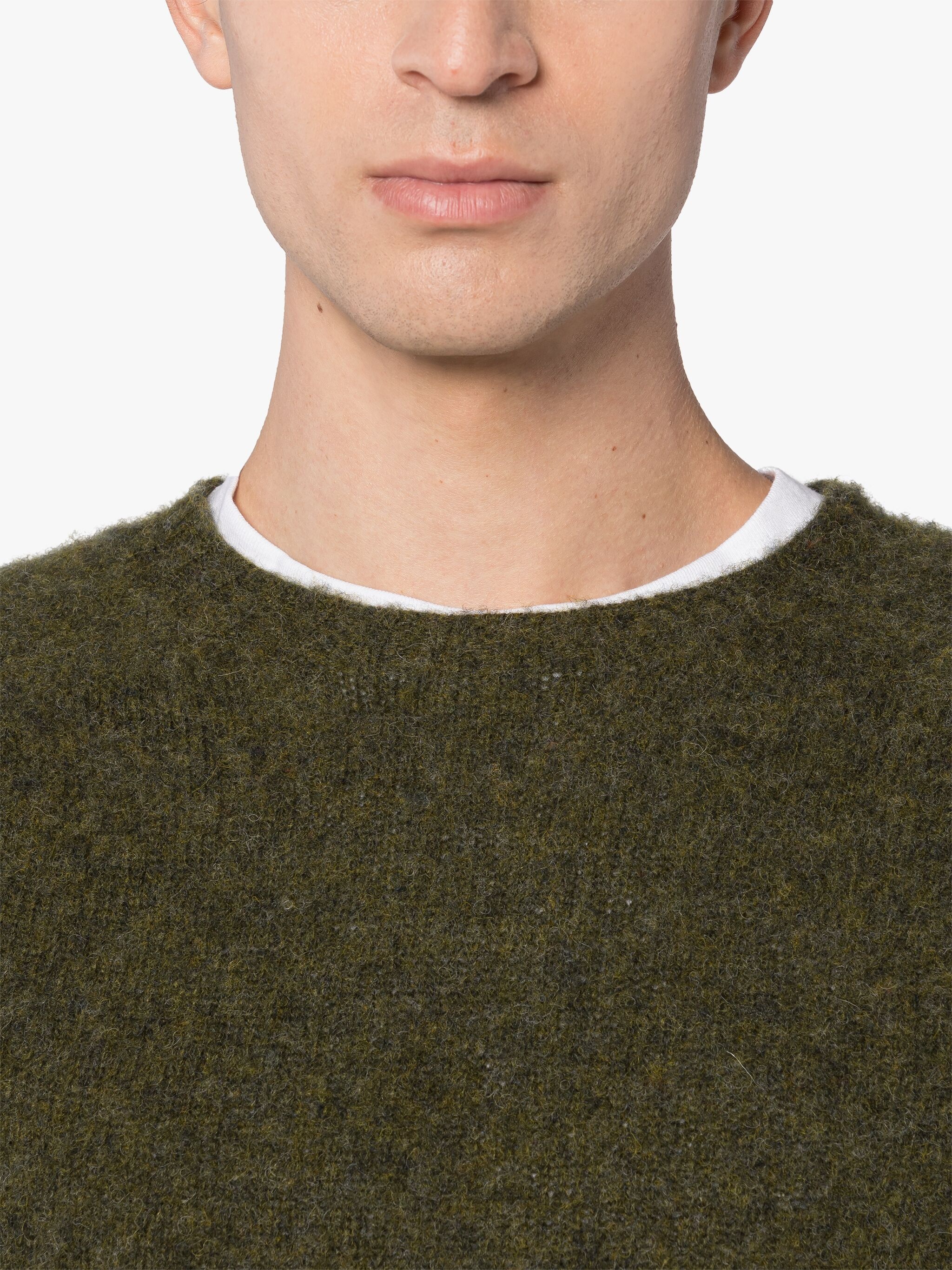 HUTCHINS DARK GREEN WOOL CREWNECK SWEATER - 5