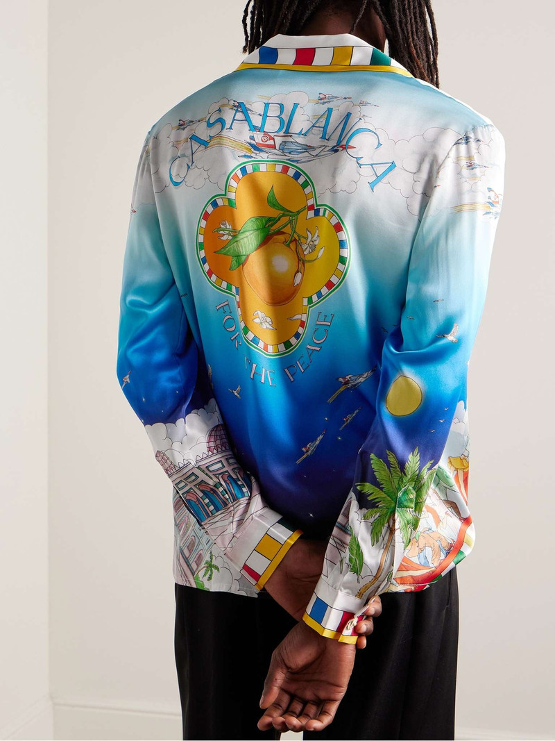 Les Dimensions Convertible-Collar Printed Silk-Satin Shirt 3