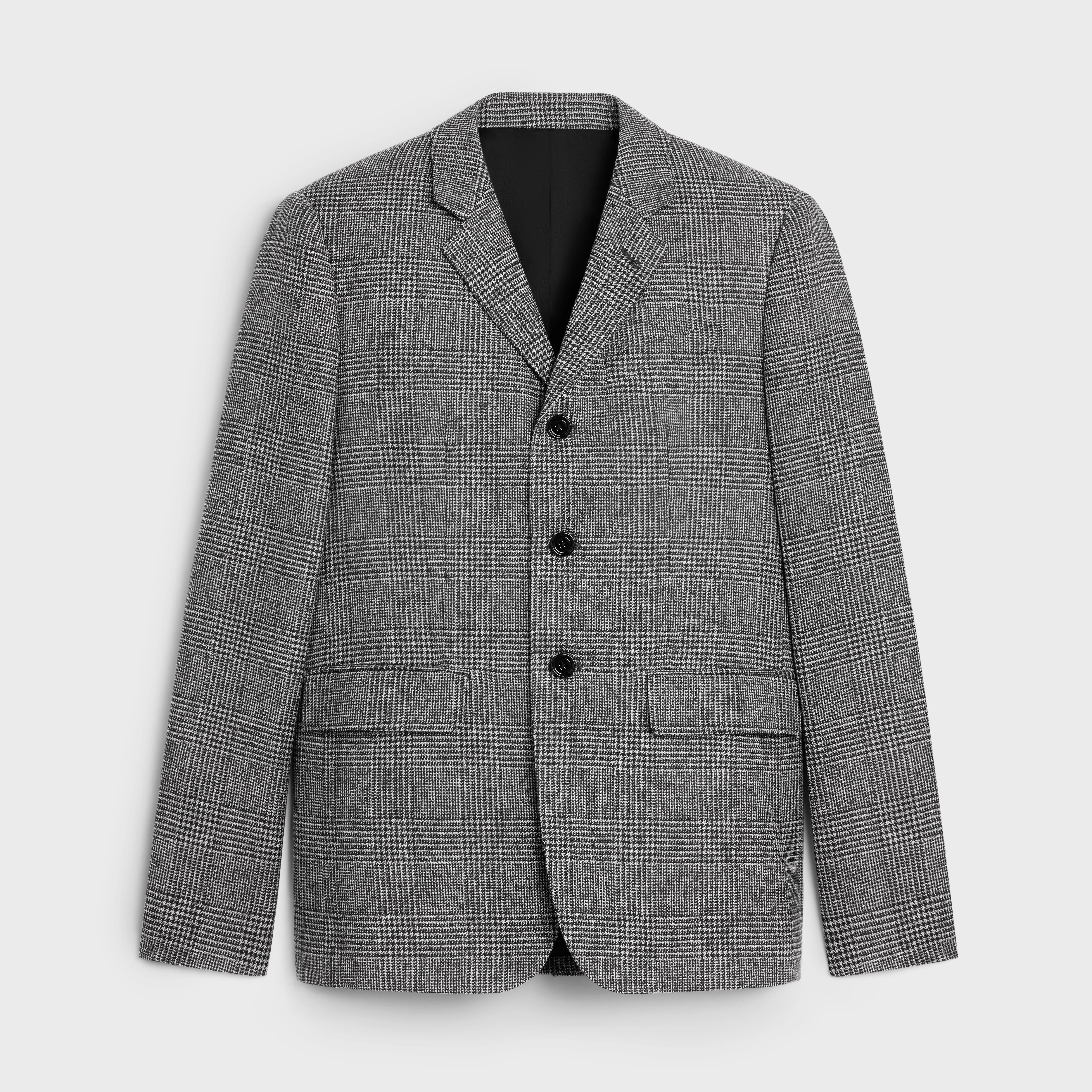 CELINE mods jacket in prince of wales wool | REVERSIBLE