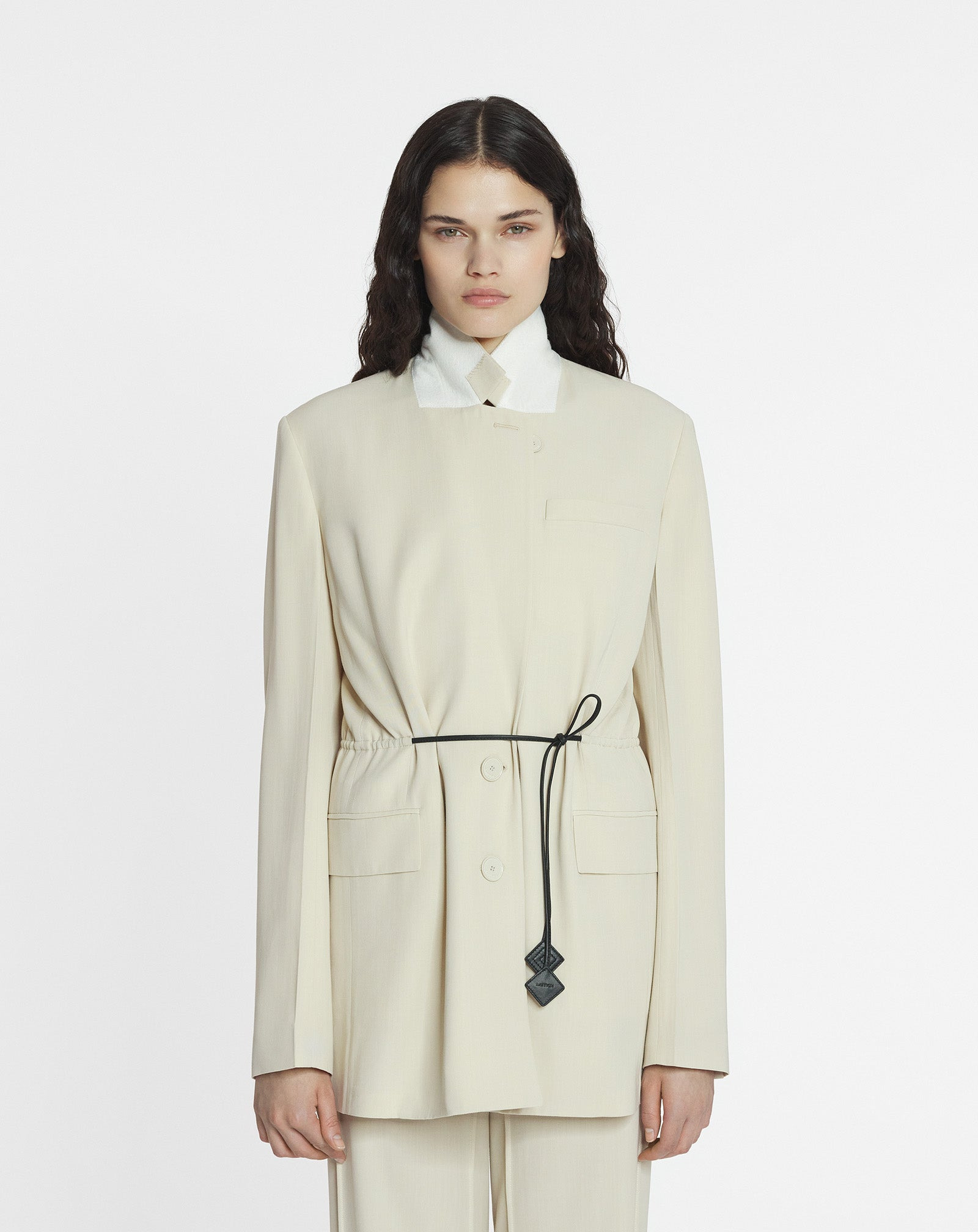 BELTED WOOL BLEND JACKET - 4