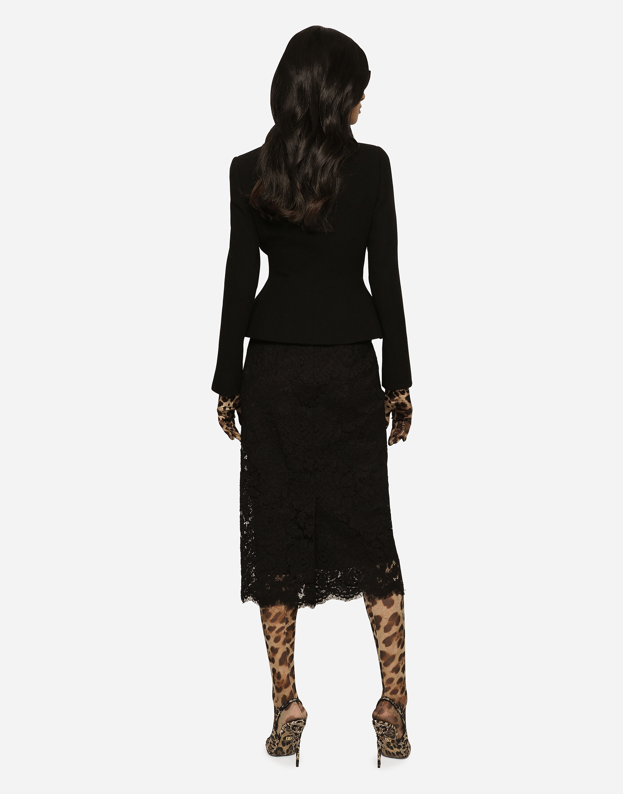 Branded stretch lace midi skirt - 3