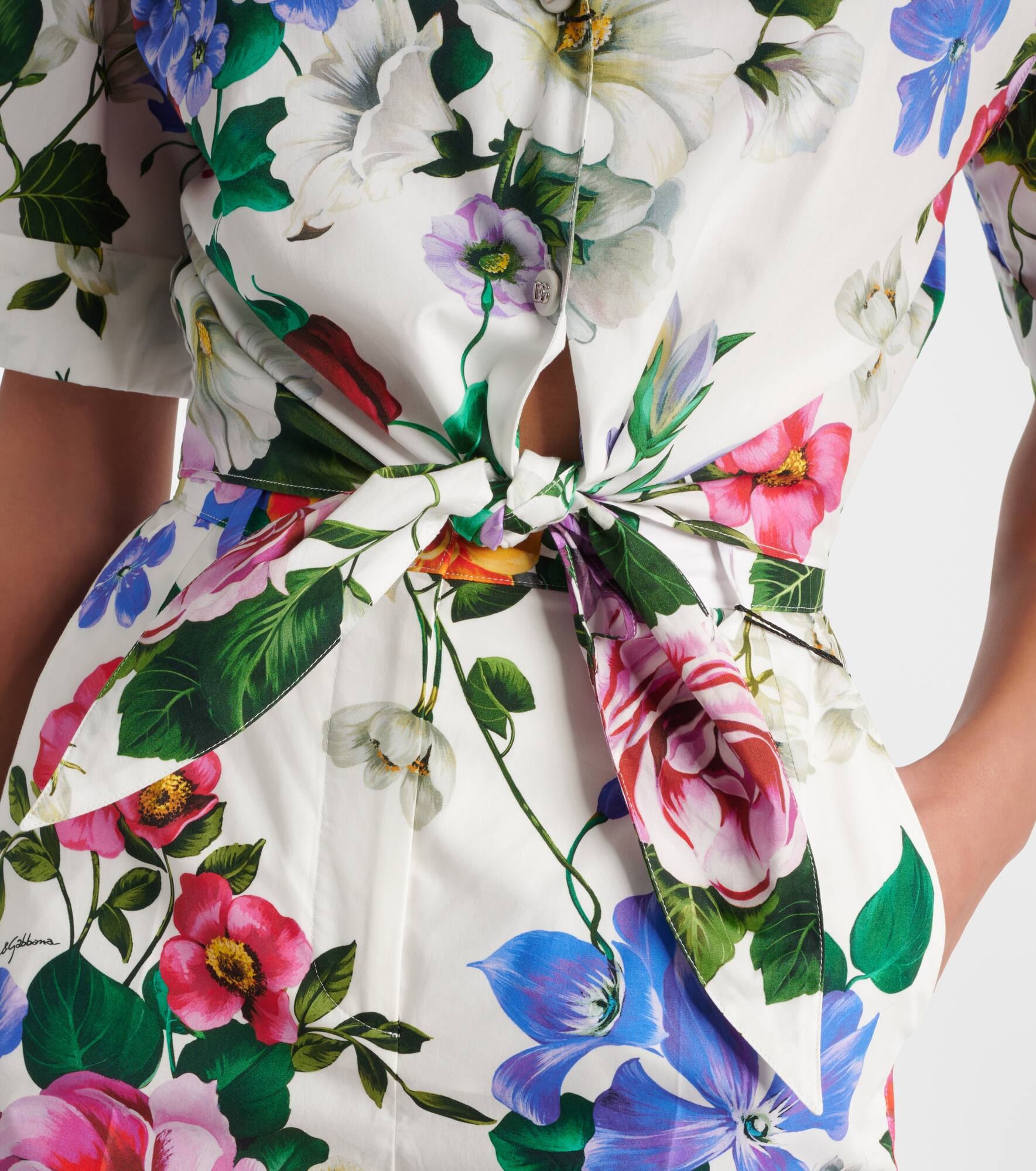 Cropped floral cotton shirt - 5
