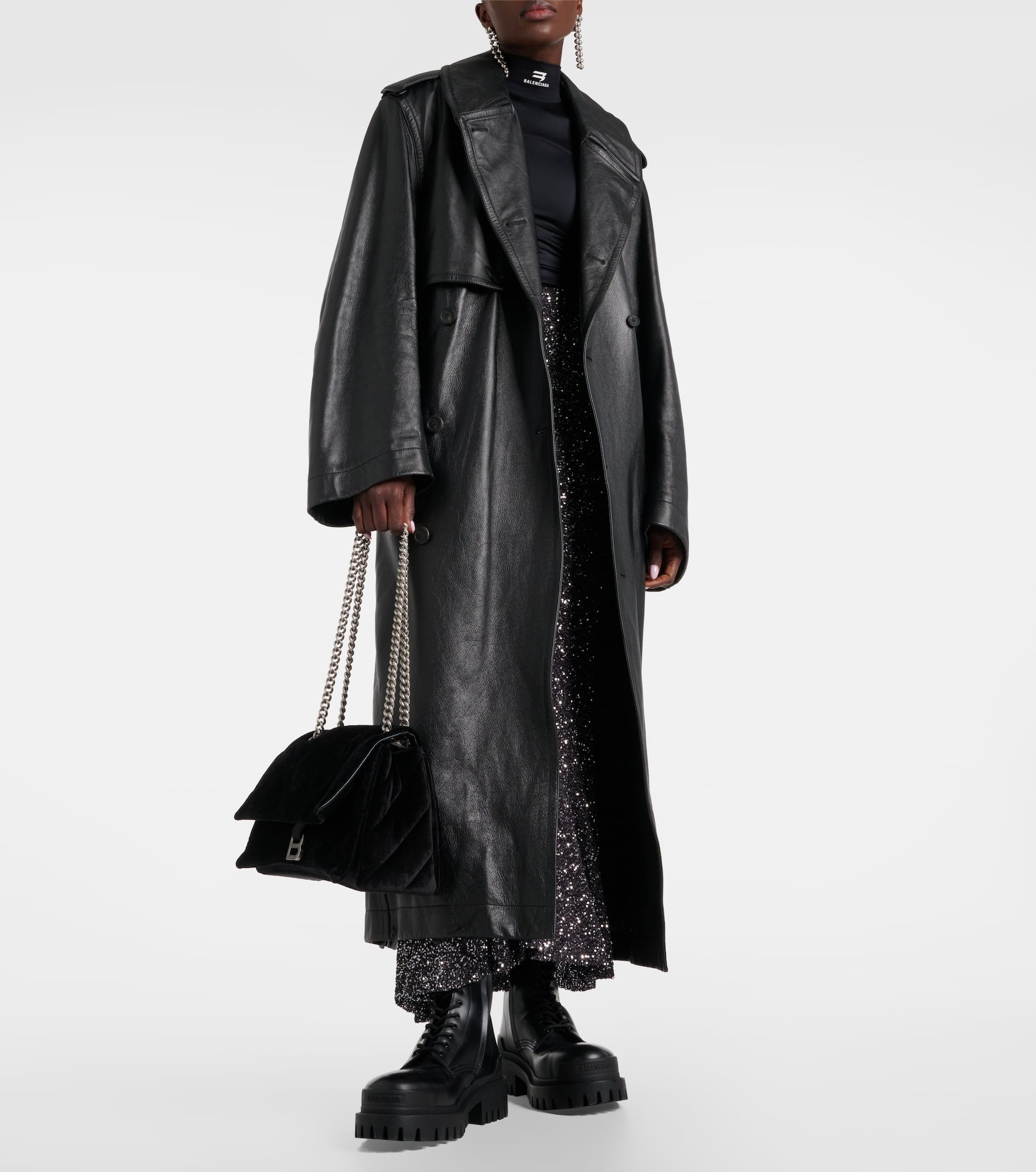 Cocoon leather trench coat - 2