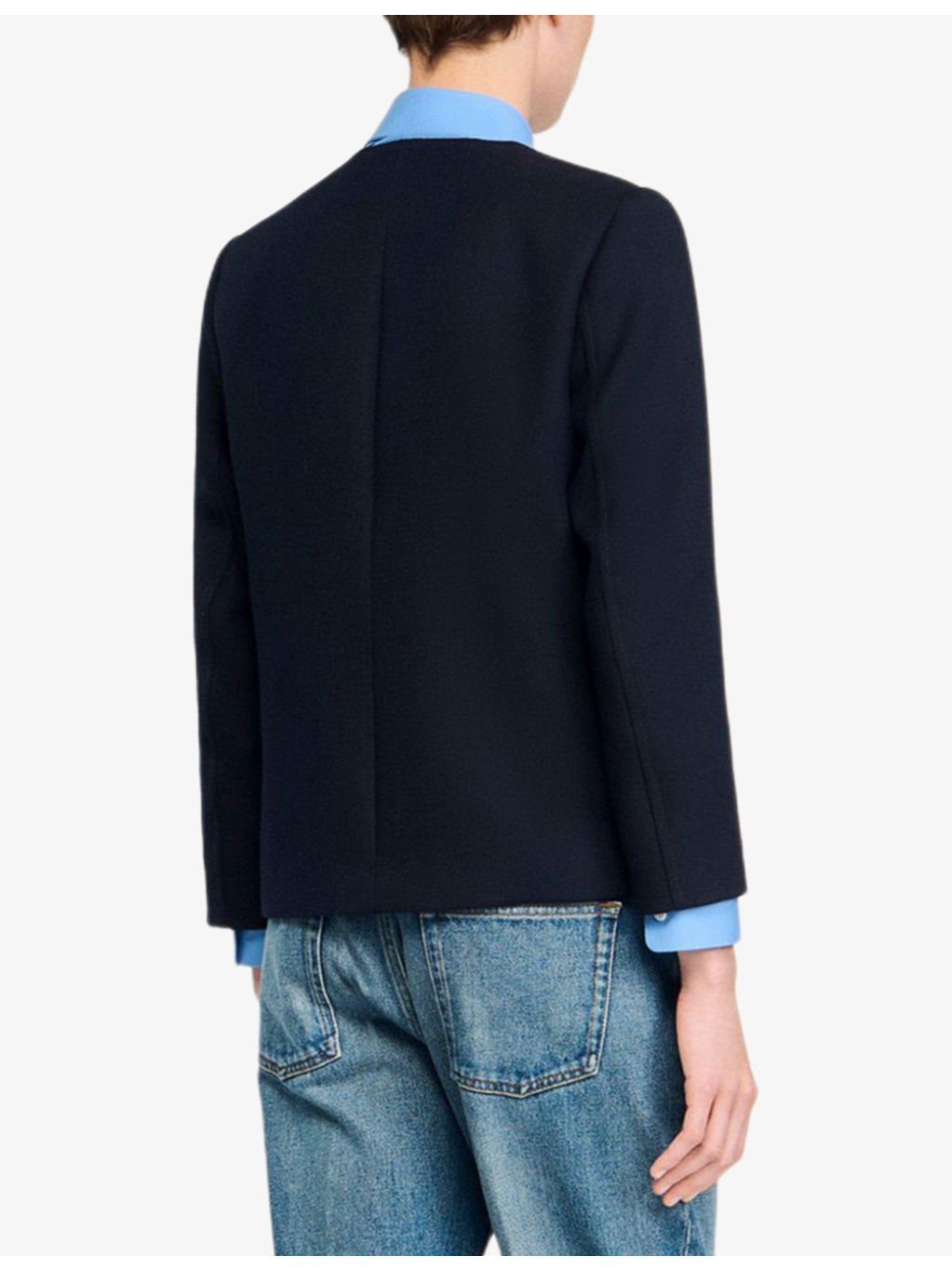 Round-Neck Side-Pocket Woven Jacket - 4