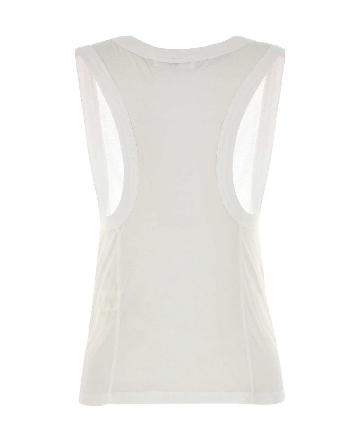 White Cotton Tank Top - 2