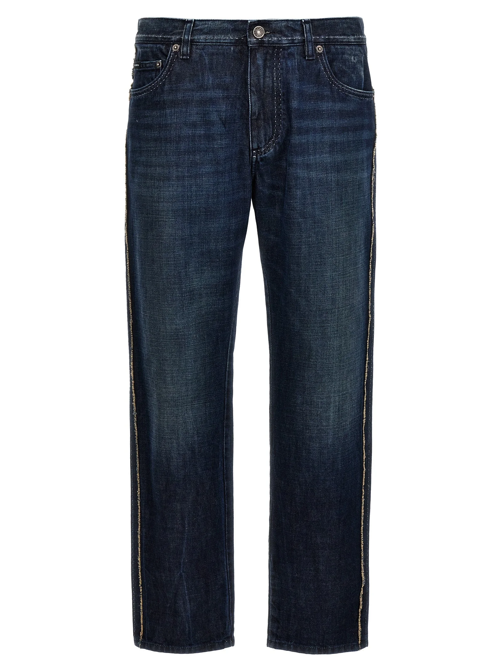 Dolce & Gabbana Men Fringed Stitching Jeans - 1