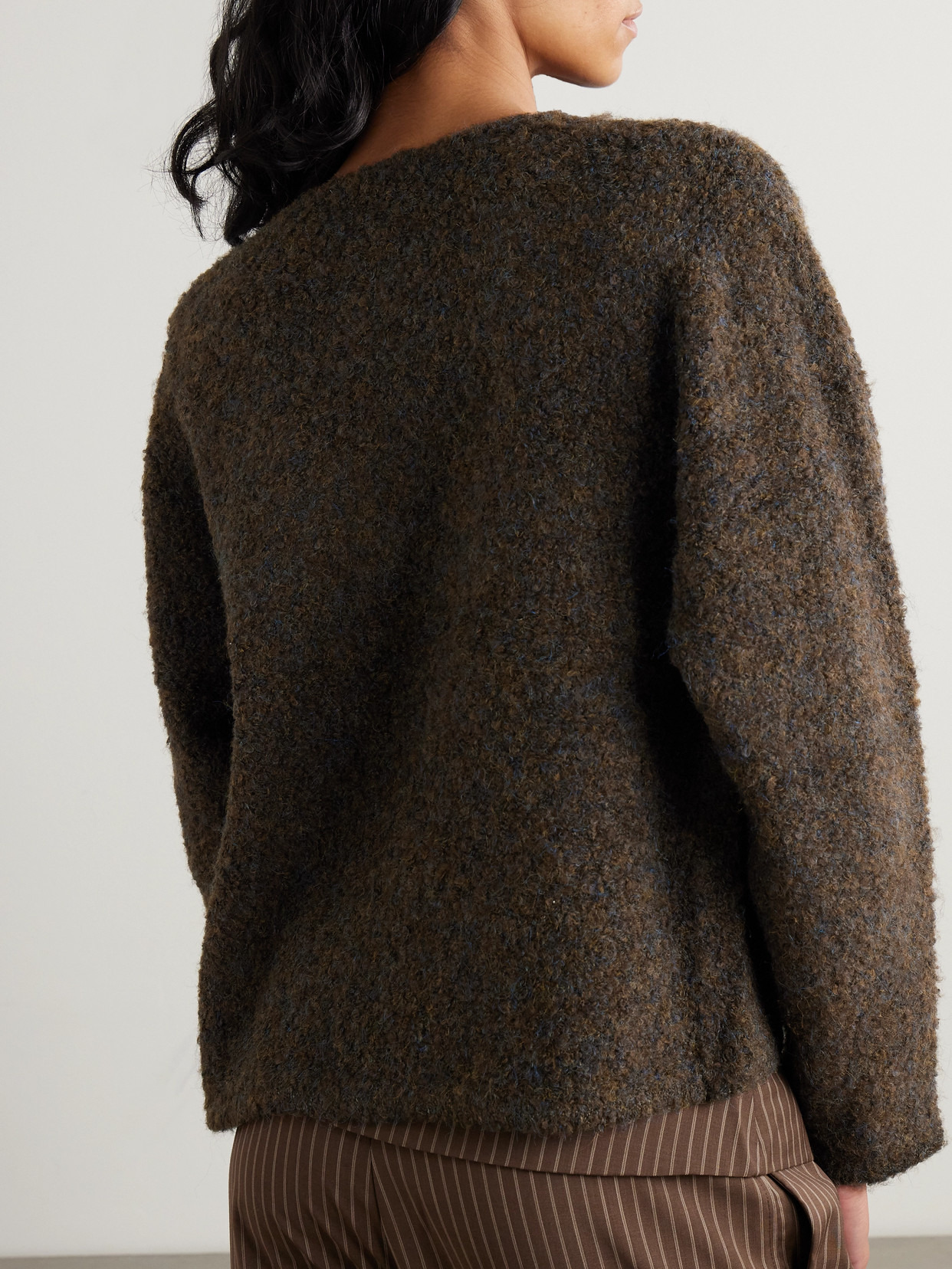 Crossover Wrap-effect Recycled Knitted Sweater - 3