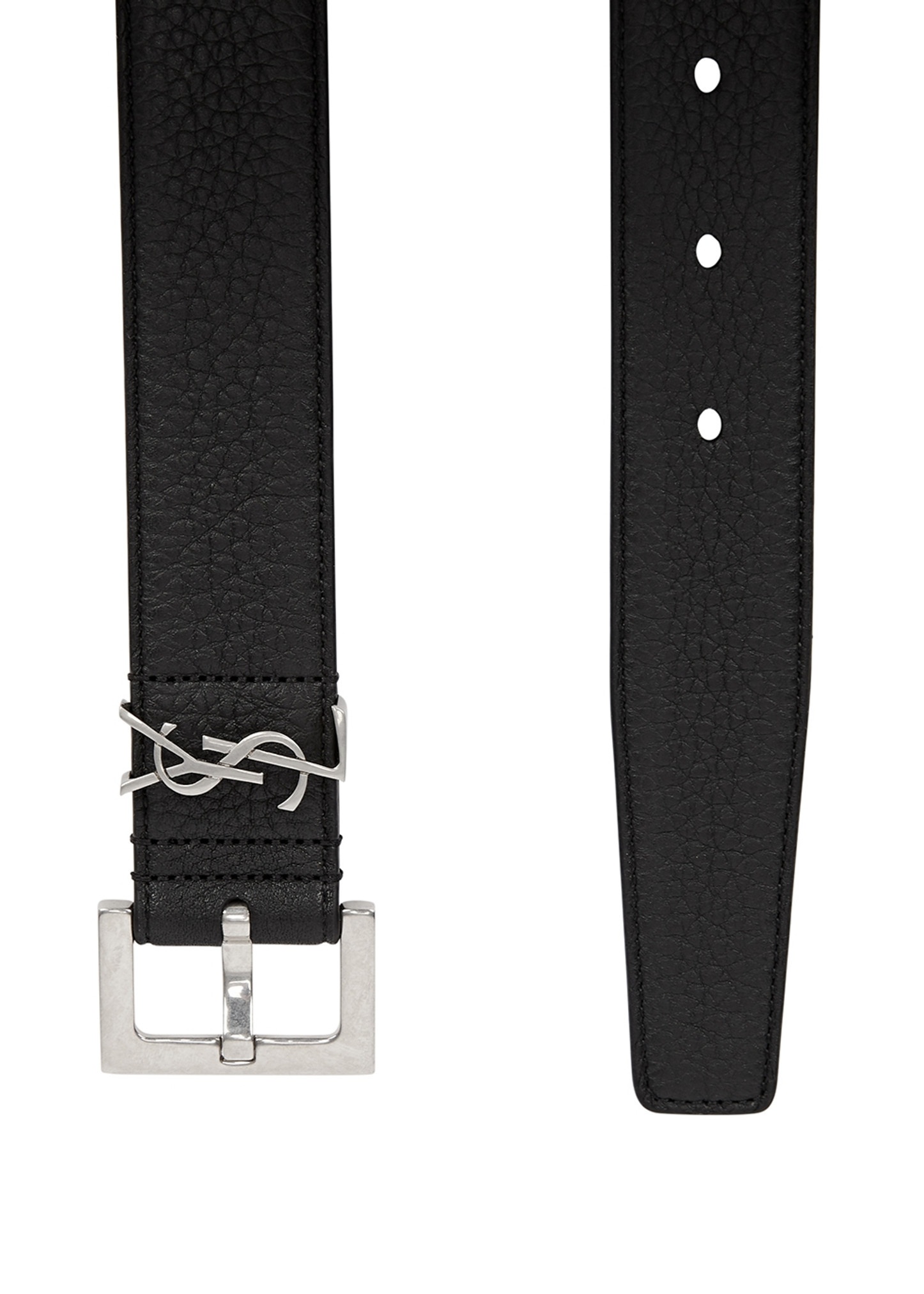 Black monogrammed leather belt - 3